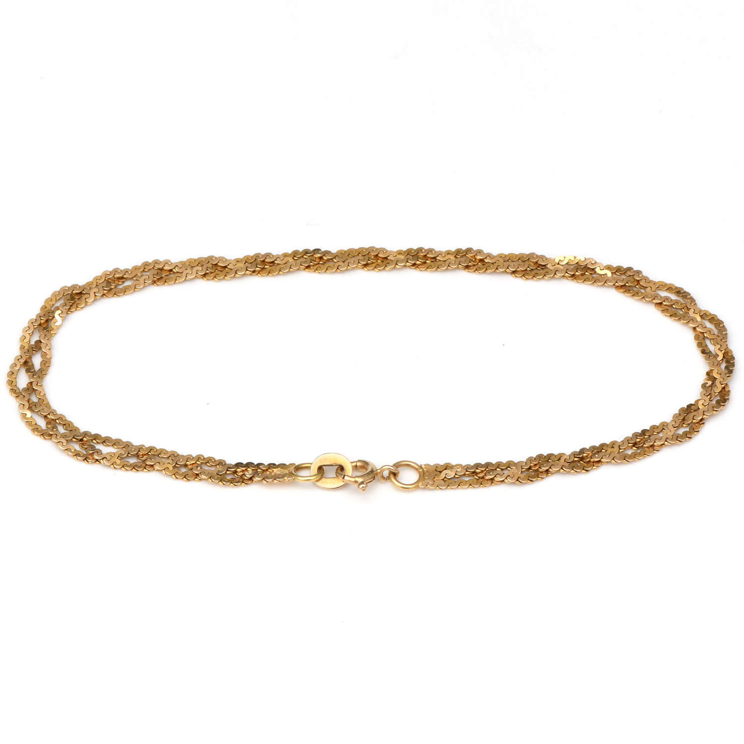 14KY Italian Three Strand Serpentine Link Bracelet-2