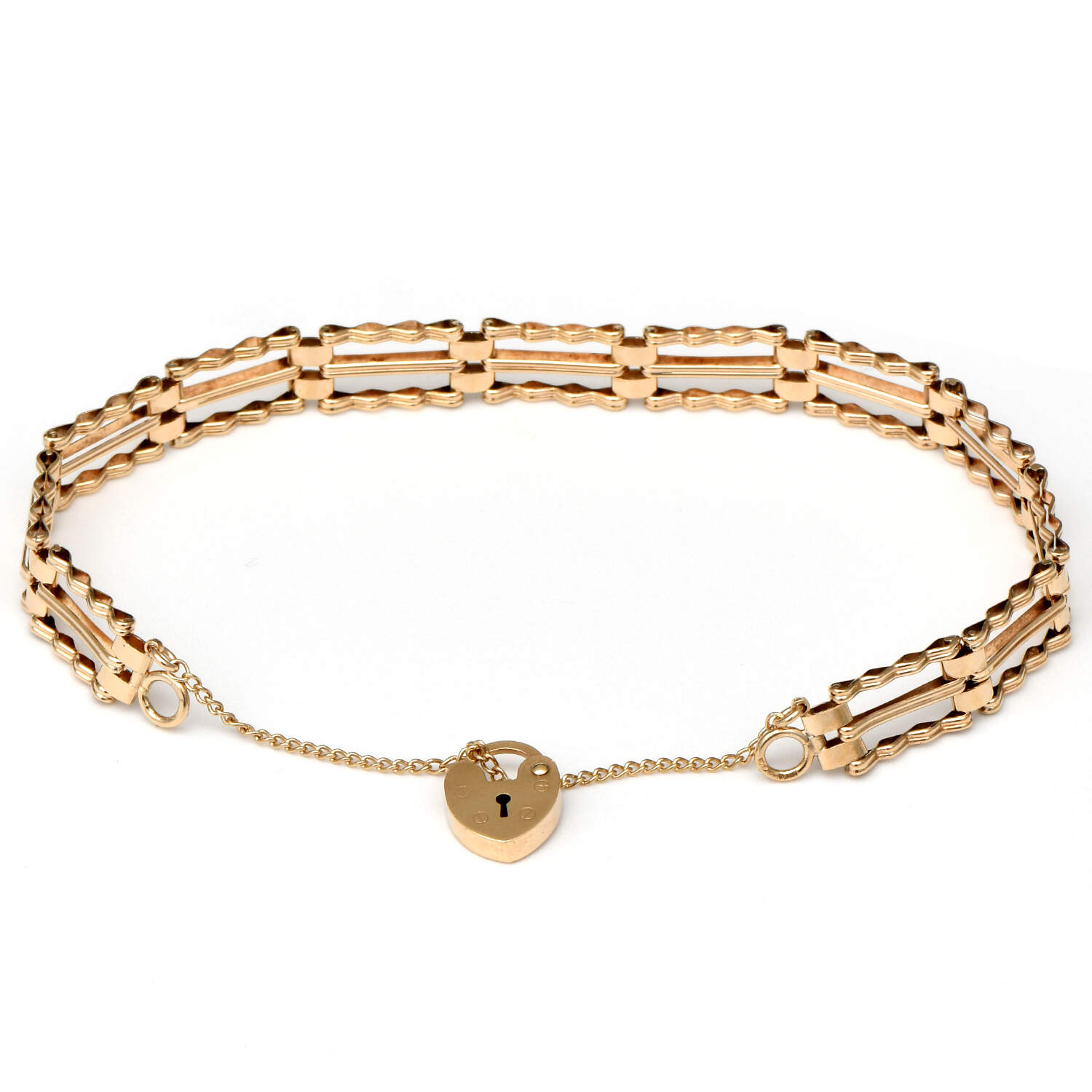 9KY Vintage Bar Gate Padlock Bracelet-3