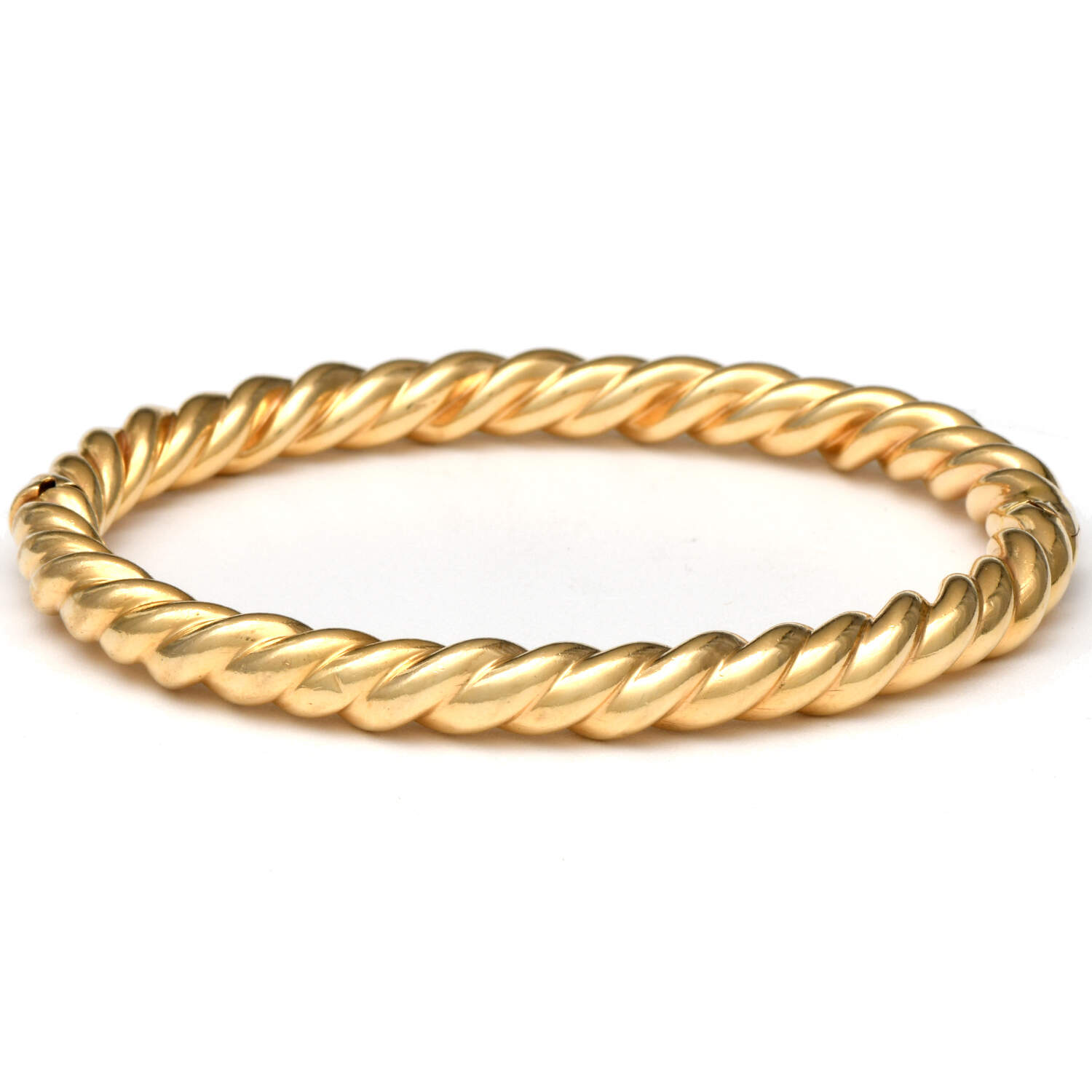 14KY Italian Twisted Rope Hinged Bangle Bracelet-2