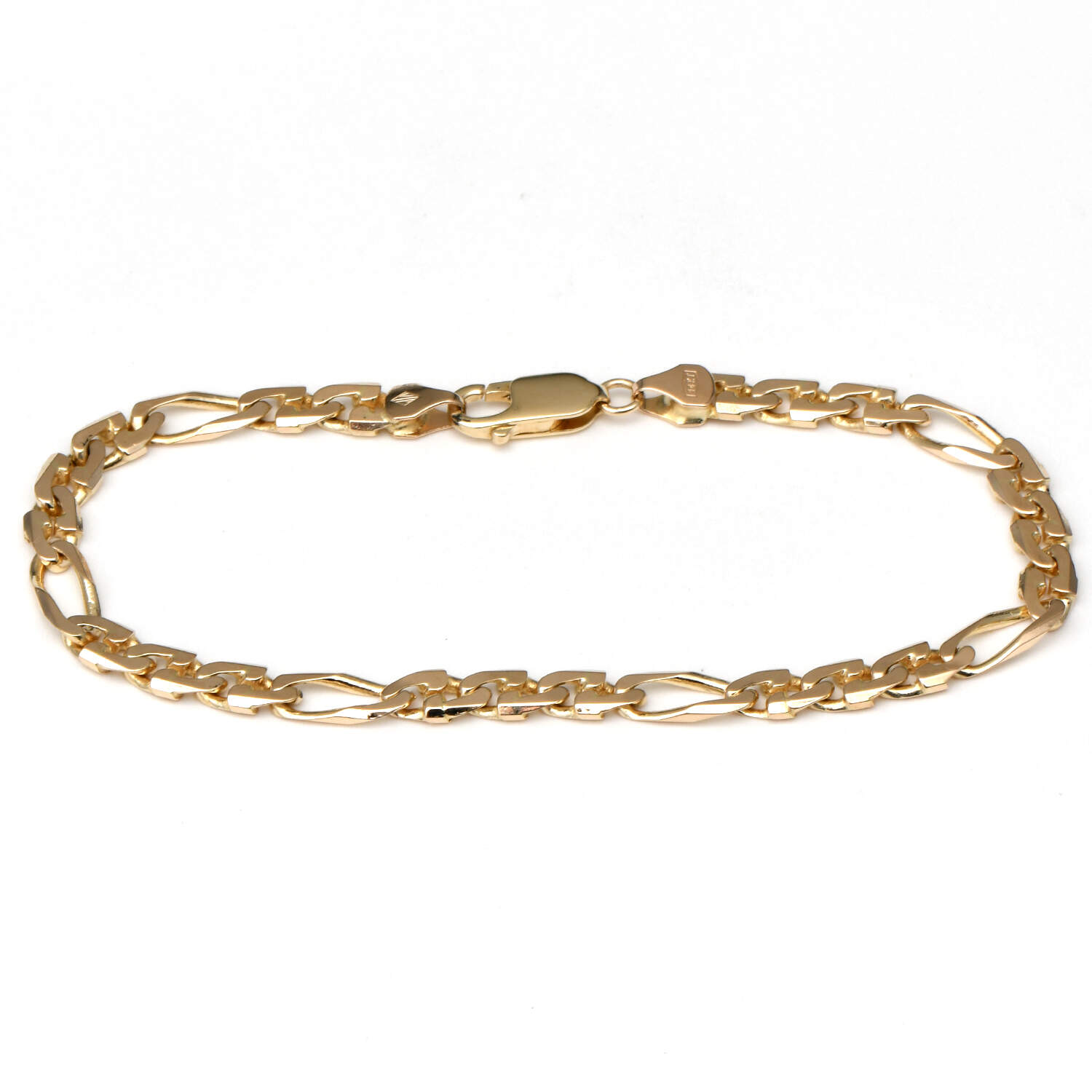 14KY Solid Figaro LInk Bracelet-1