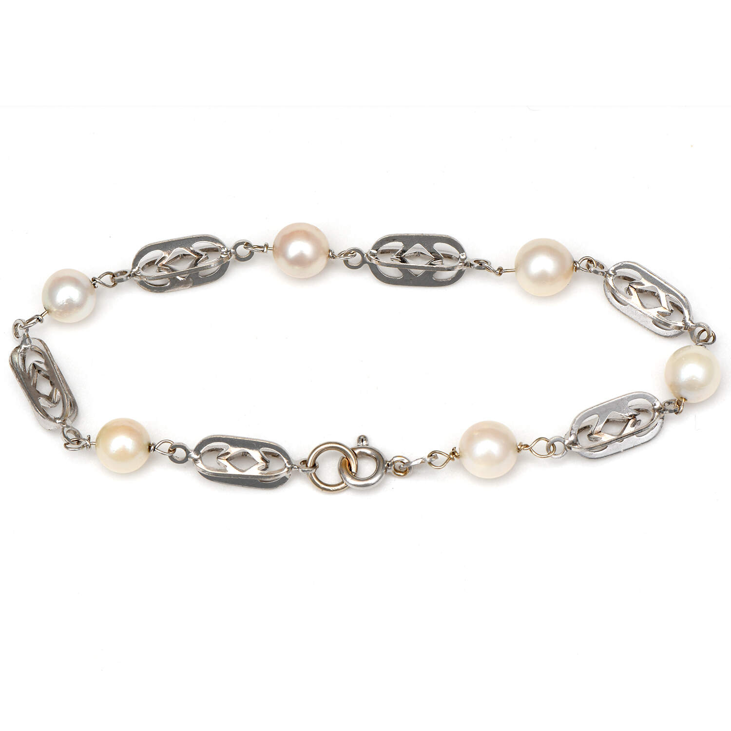18KW Modernist Pearl (6.5mm) Anchor Link Bracelet-2