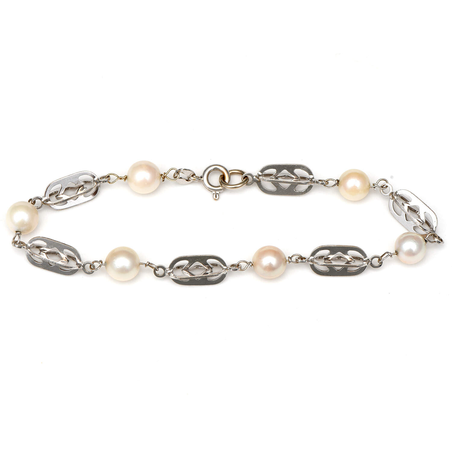 18KW Modernist Pearl (6.5mm) Anchor Link Bracelet-1