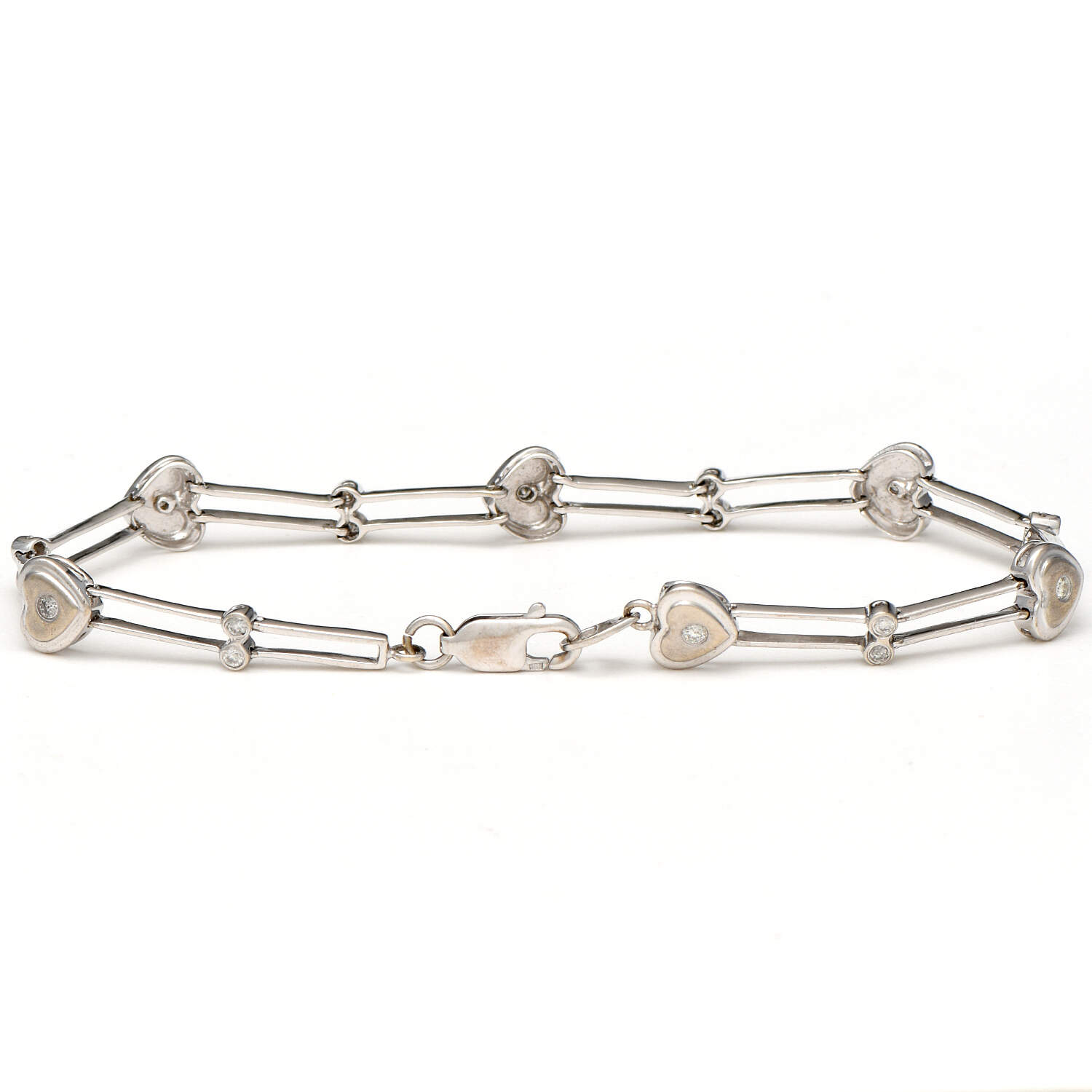14KW Petite Diamond(0.36) Hearts Bracelet-2