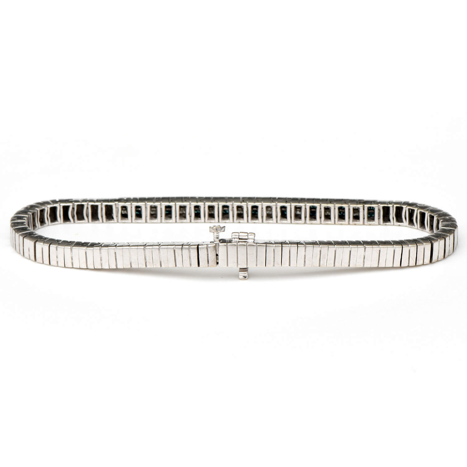 14KW Solid Blue & White Diamond (2.16) Channel Bracelet-2
