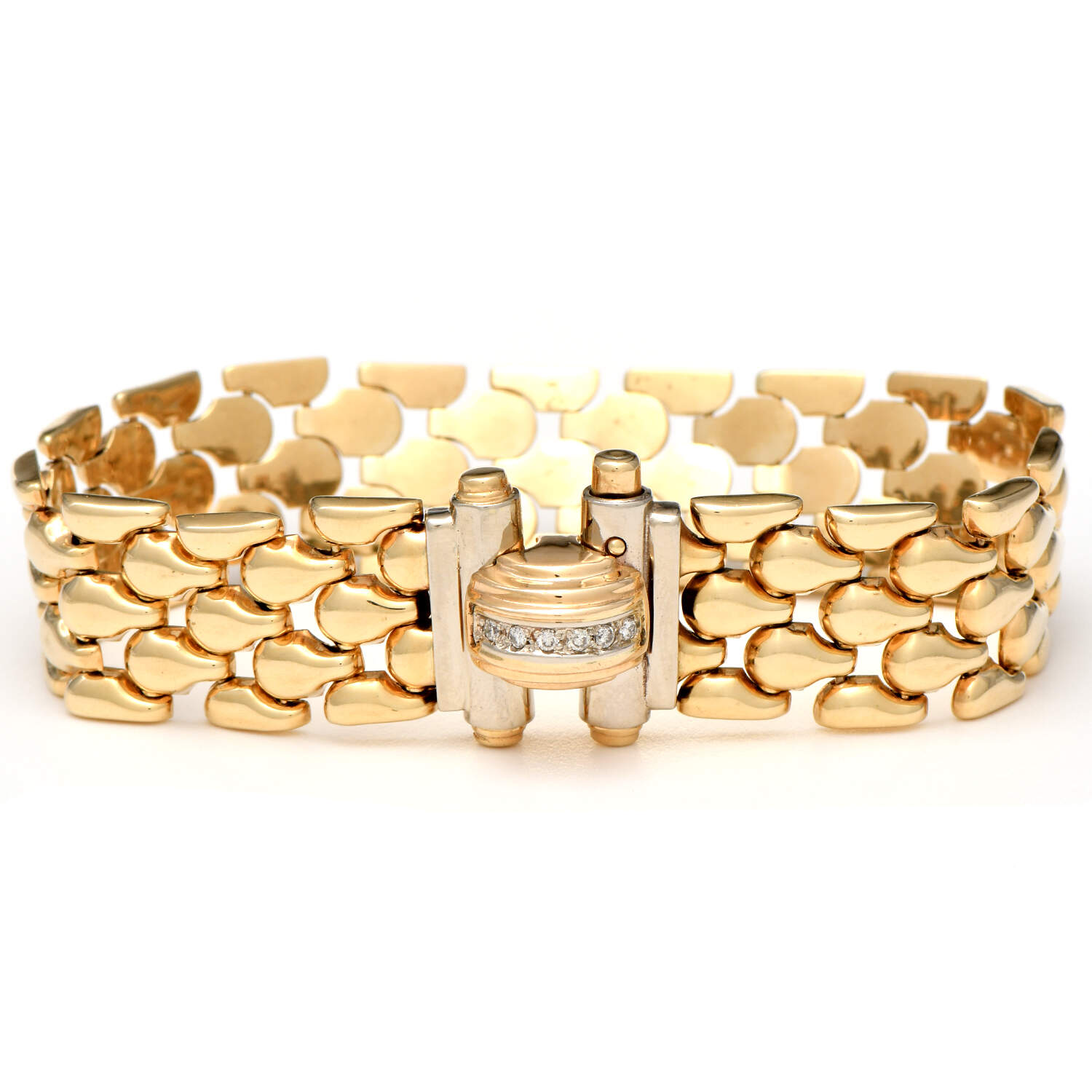 14KY Diamond(0.10) Accent Panther Link Bracelet-2