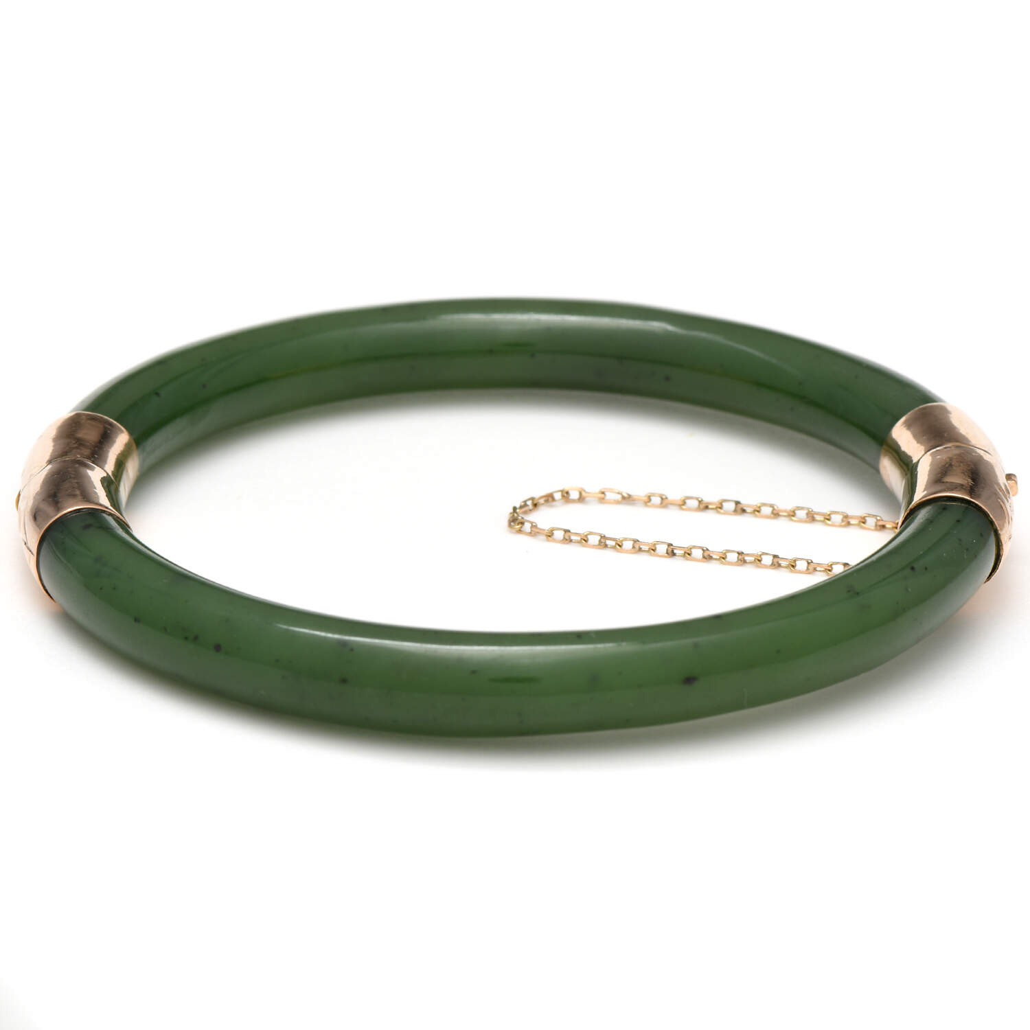 12KY Nephrite Jade Hinged Bangle Bracelet-2
