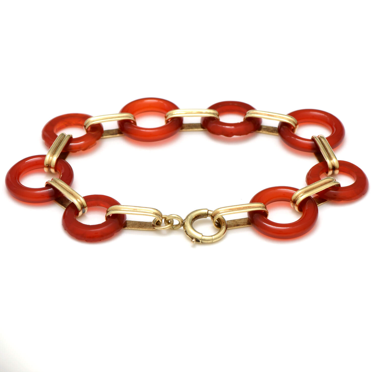 14KY Carnelian (16mm) Hololith Link Bracelet-2