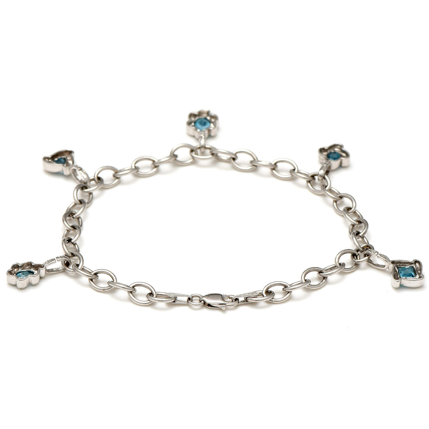 10KW Sky Blue Topaz(1.60) Charm Bracelet-2