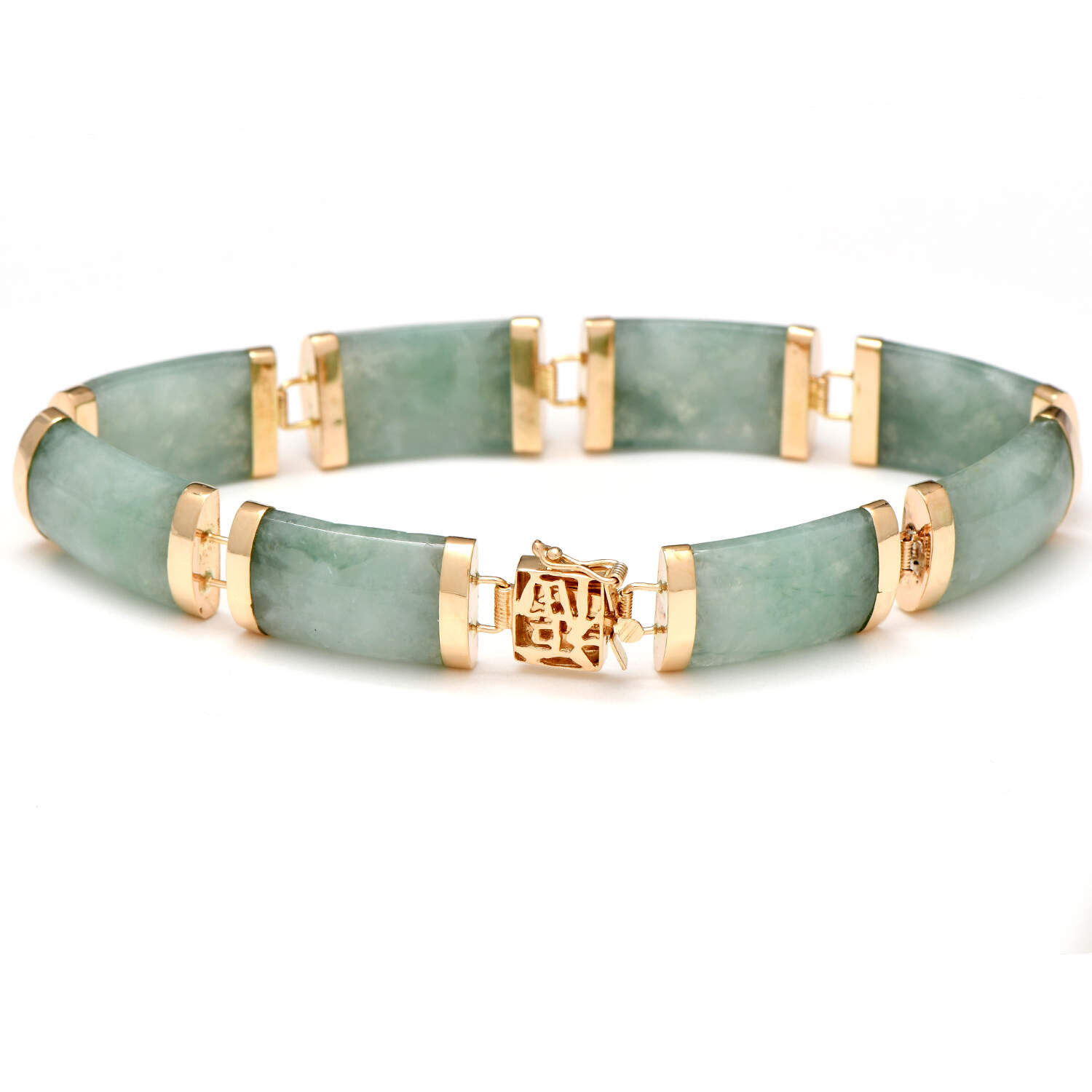 14KY Jadeite Jade(32.0) Link Bracelet-2