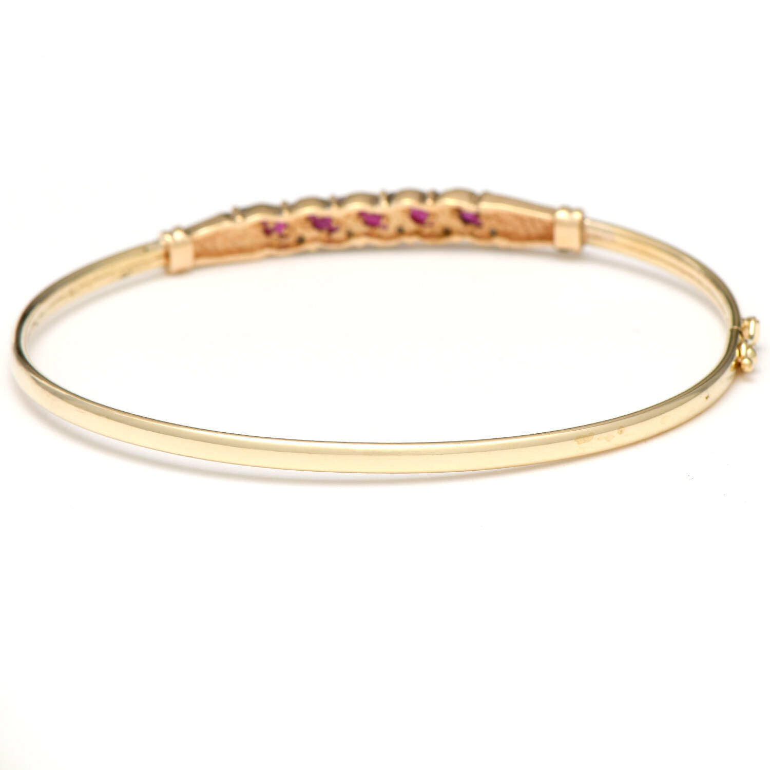 14KY Ruby(0.75) & Diamond(0.10) Hinged Bangle Bracelet-2