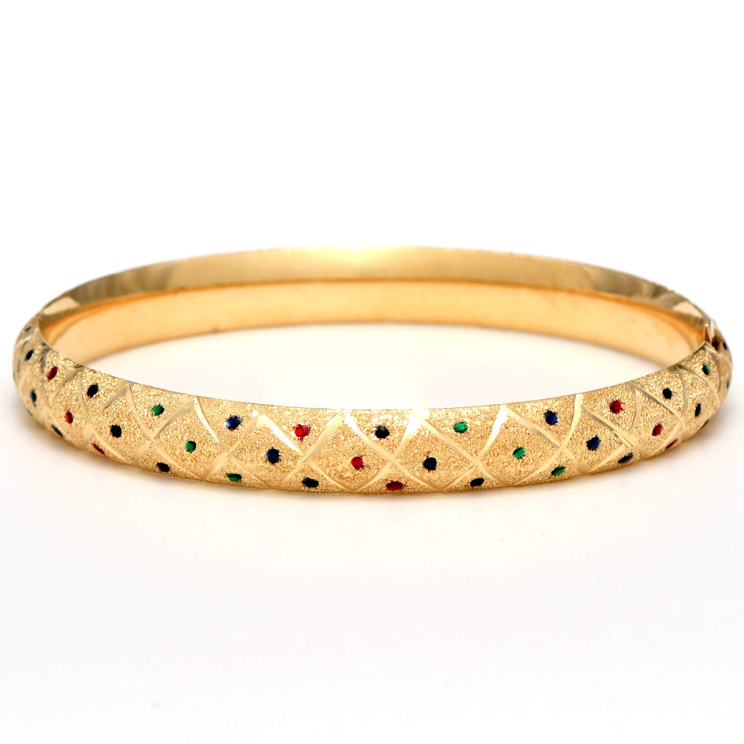 14KY Textured Multi Color Enamel Bangle Bracelet-1