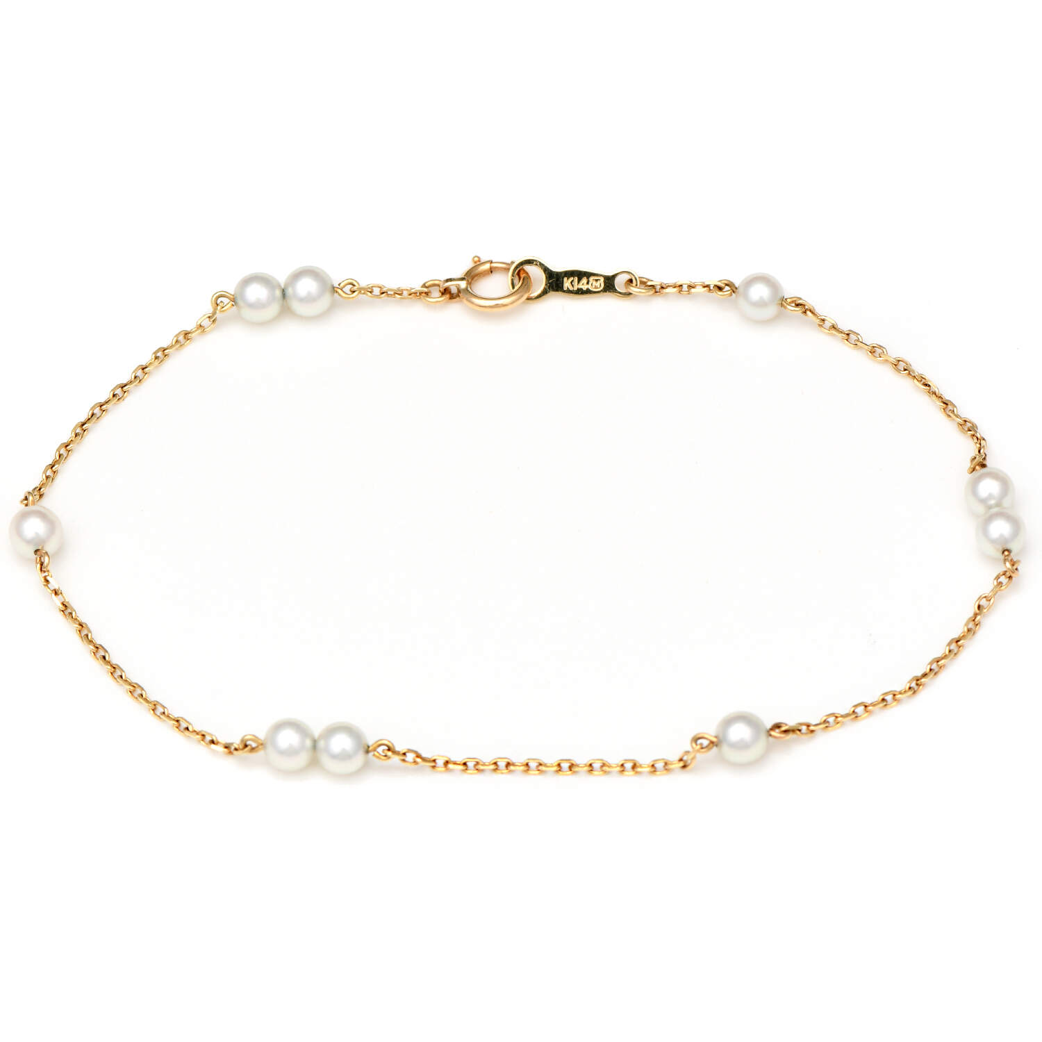 14KY Mikimoto Pearl (3.7-3.8 mm) Station Bracelet-1