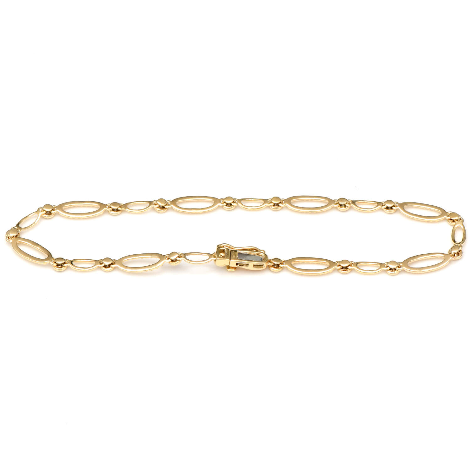 14KYW Diamond (0.16) Bezel Open Link Bracelet-2