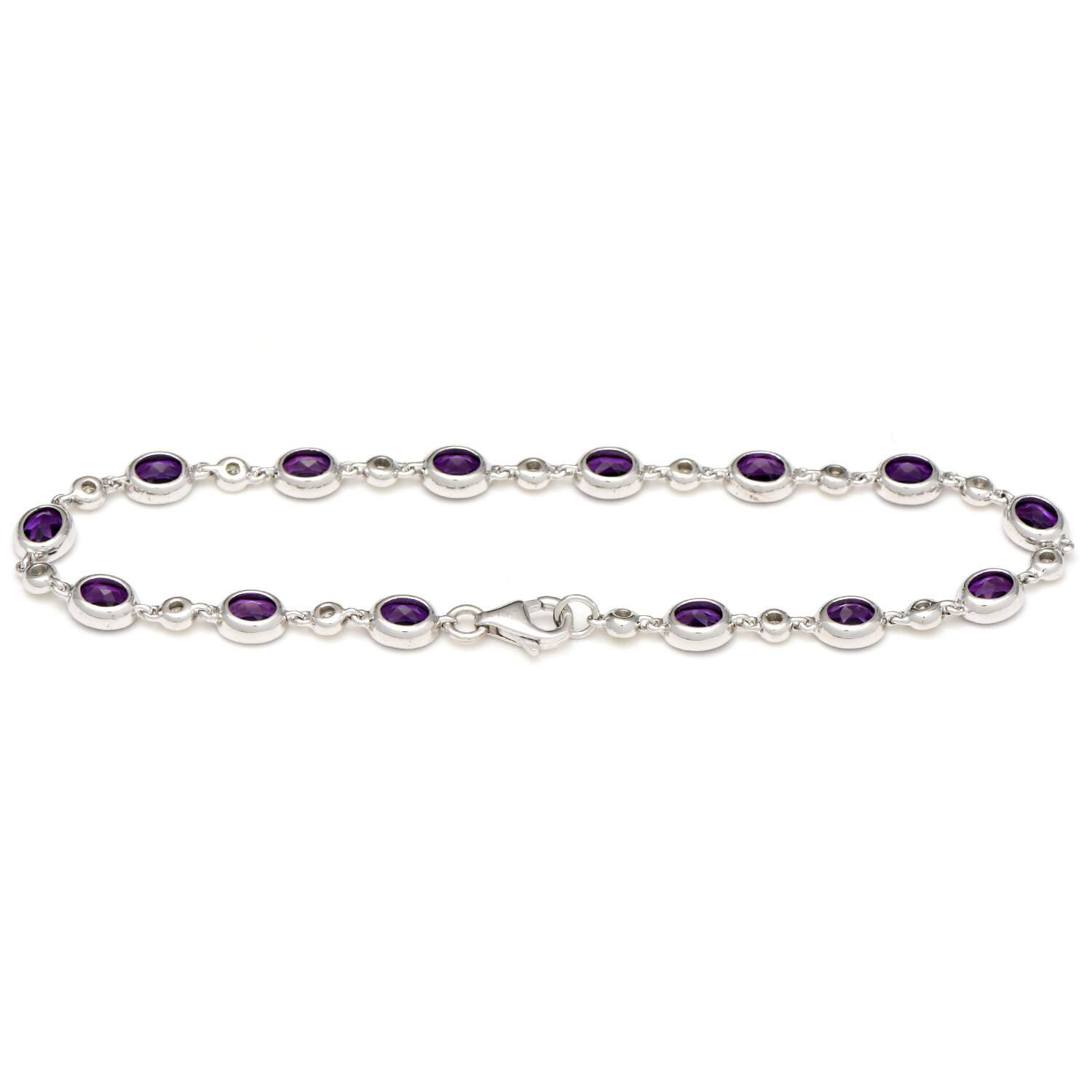 10KW Amethyst(4.25) & Diamond (0.50) Bezel Link Bracelet-2