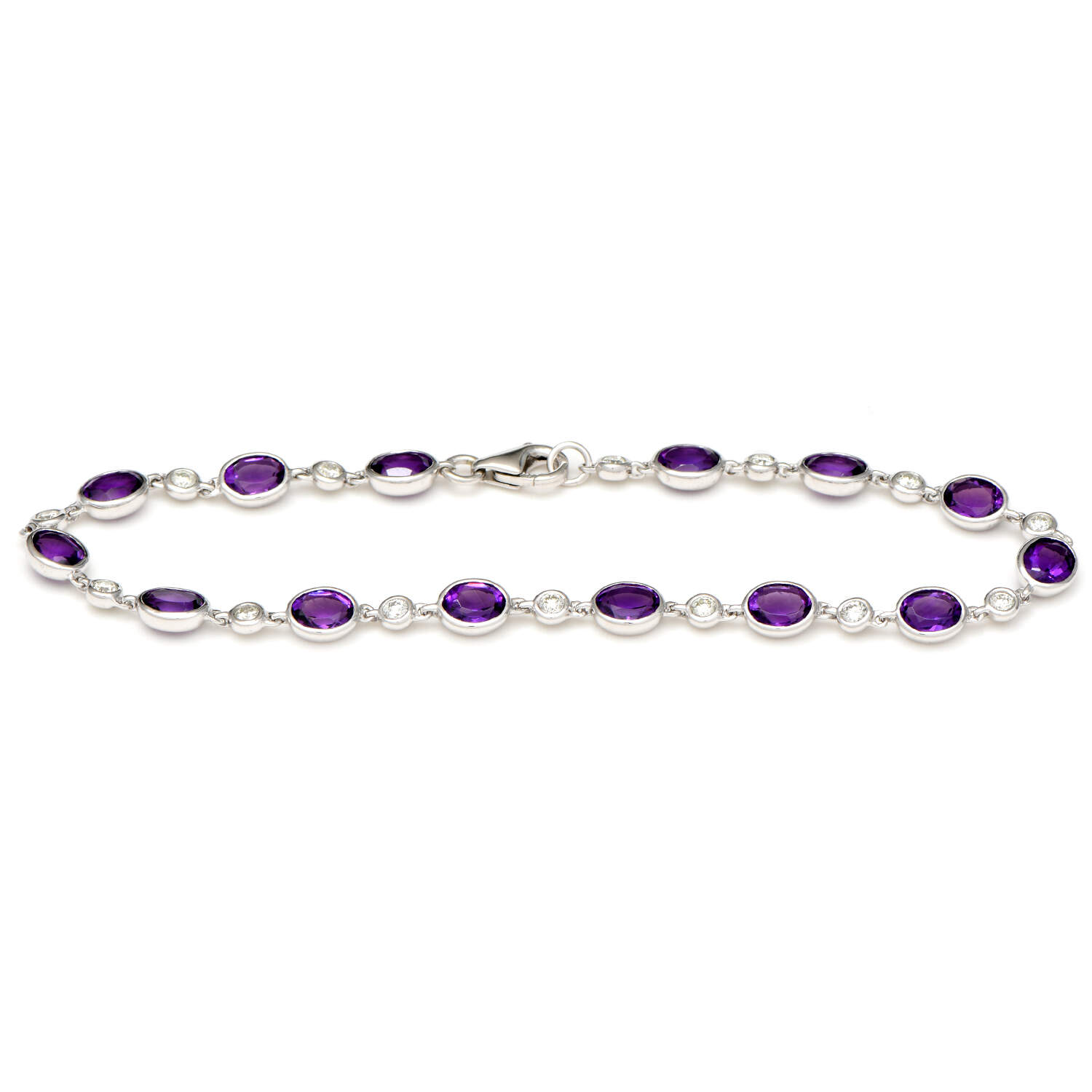 10KW Amethyst(4.25) & Diamond (0.50) Bezel Link Bracelet-1
