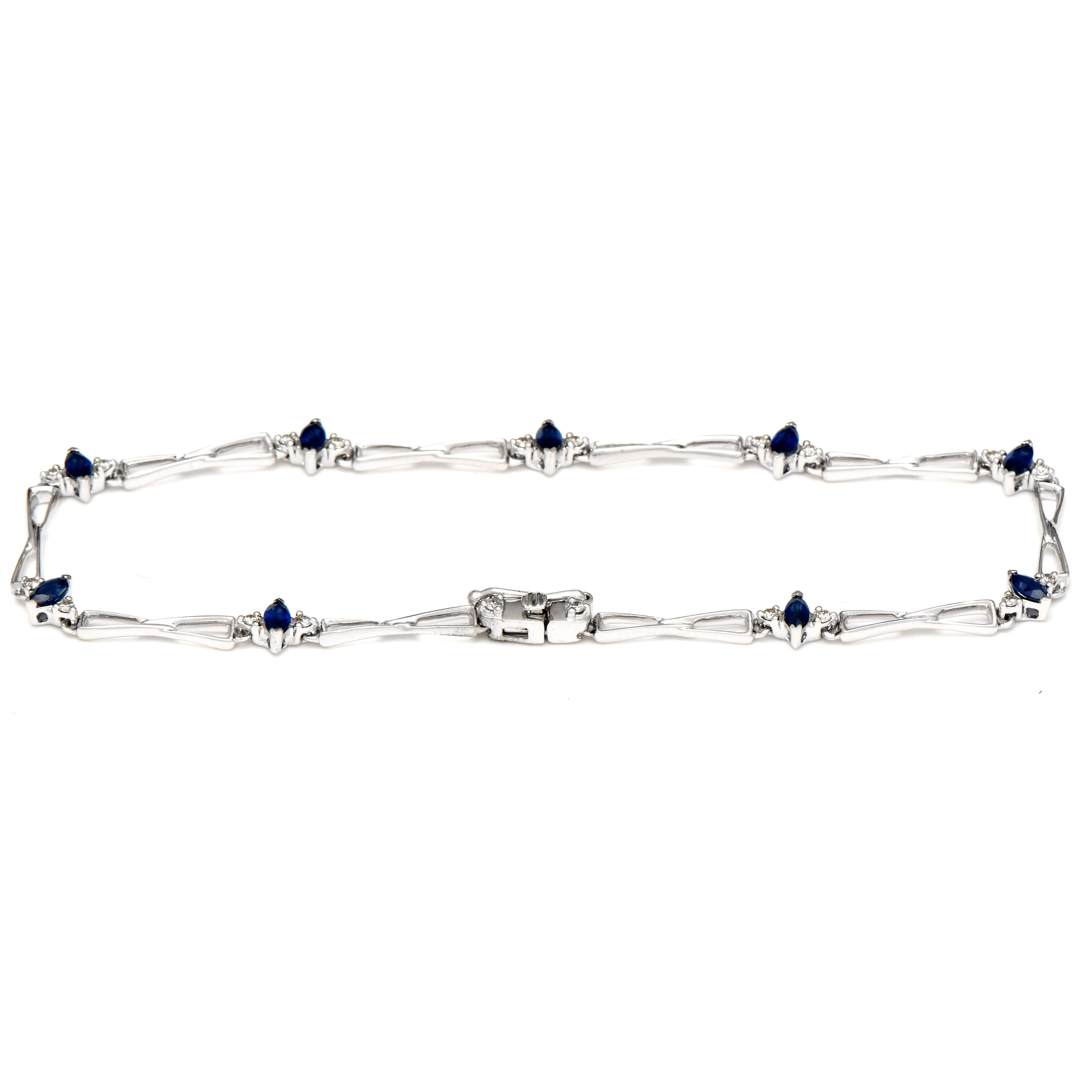 14KW Petite Sapphire(0.64) & Diamond(0.20) Accent Bracelet-2