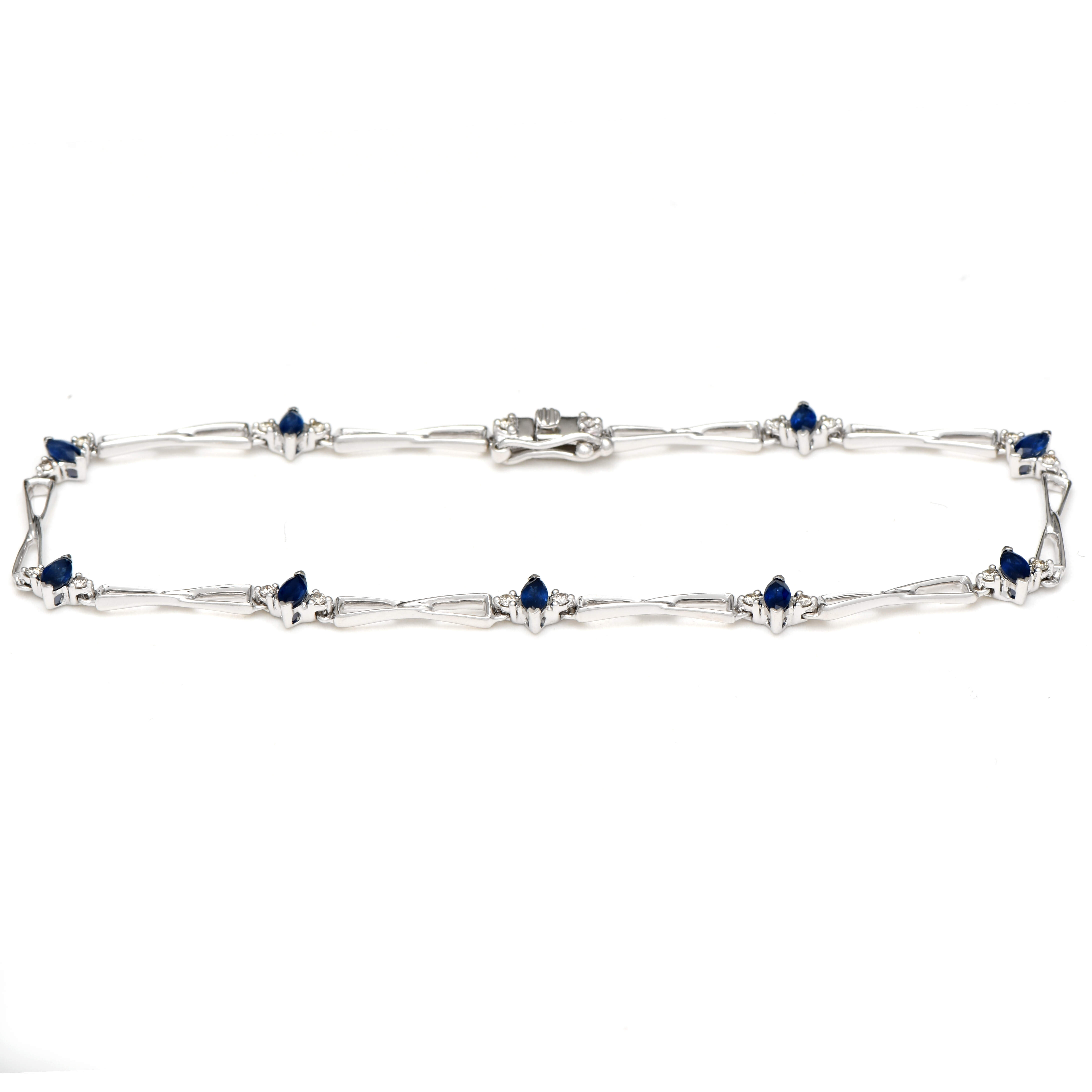 14KW Petite Sapphire(0.64) & Diamond(0.20) Accent Bracelet-1