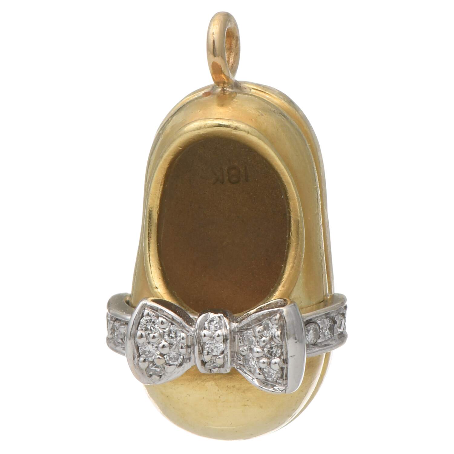 18KYW Diamond(0.21) Bow Ballet Shoe Charm-1