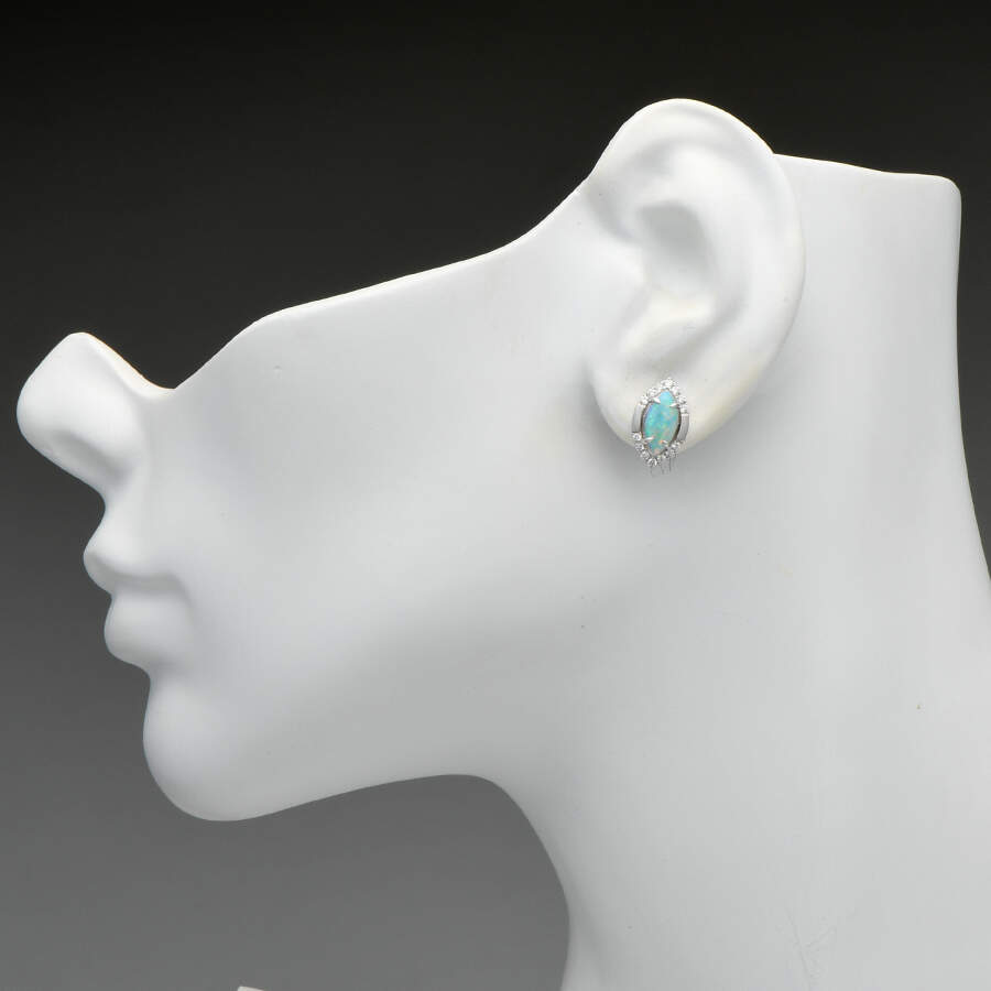 14KW Opal(1.45) & Diamond(0.26) Stud Earrings-3