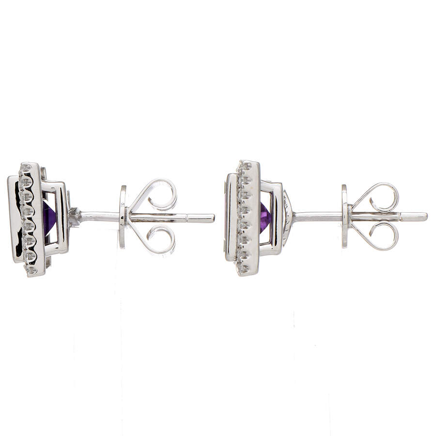 14KW Amethyst(2.0) & Diamond(0.28) Stud Earrings-2