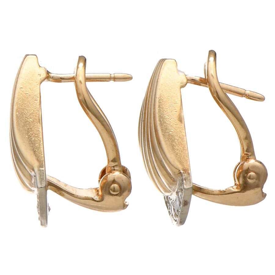 14KY Diamond(0.25) Ribbed Fan Earrings-2