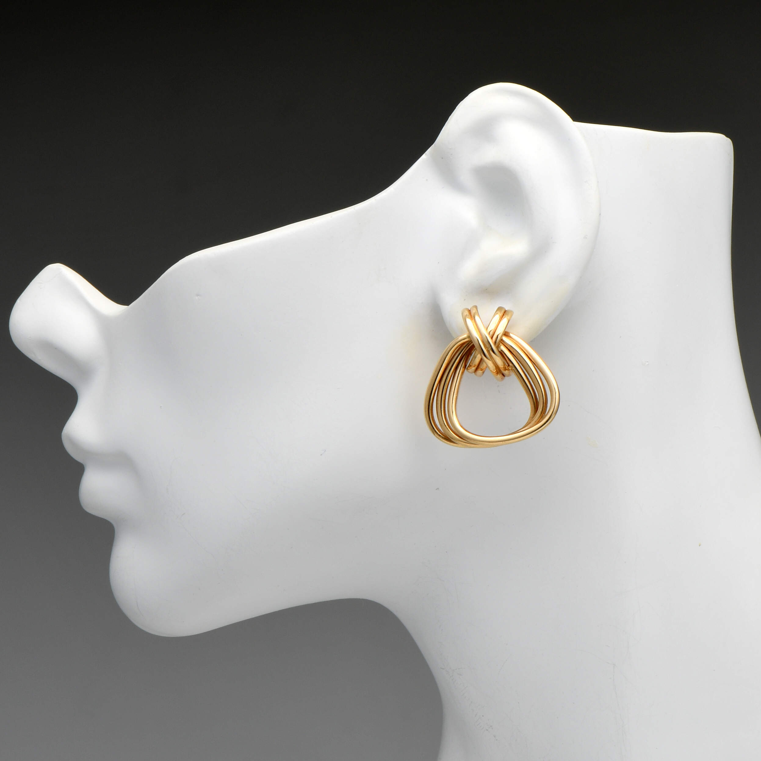 14KY Geometric Doorknock Earrings-3