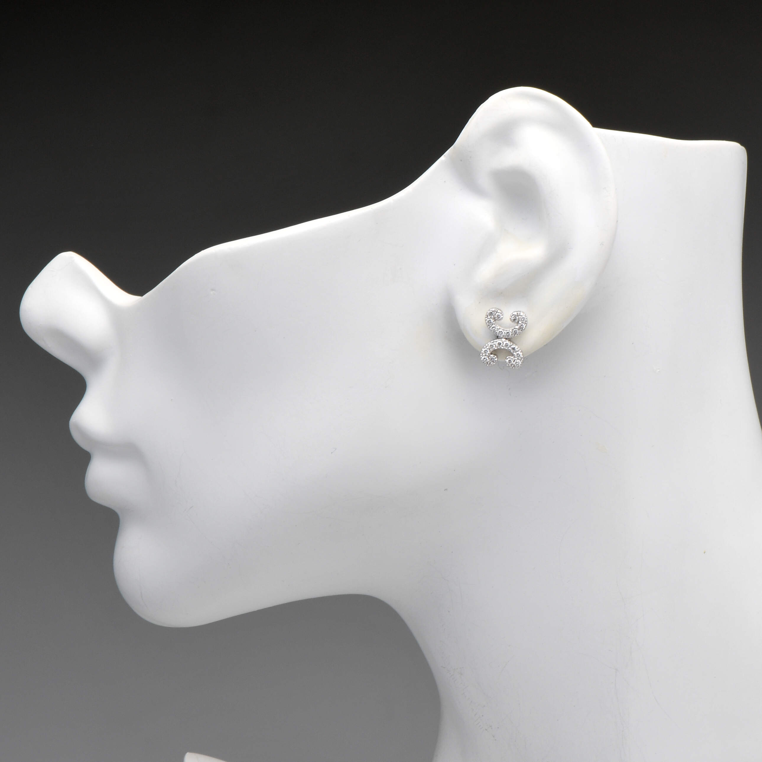18KW Pave Diamond(0.40) Sculptural Earrings-3