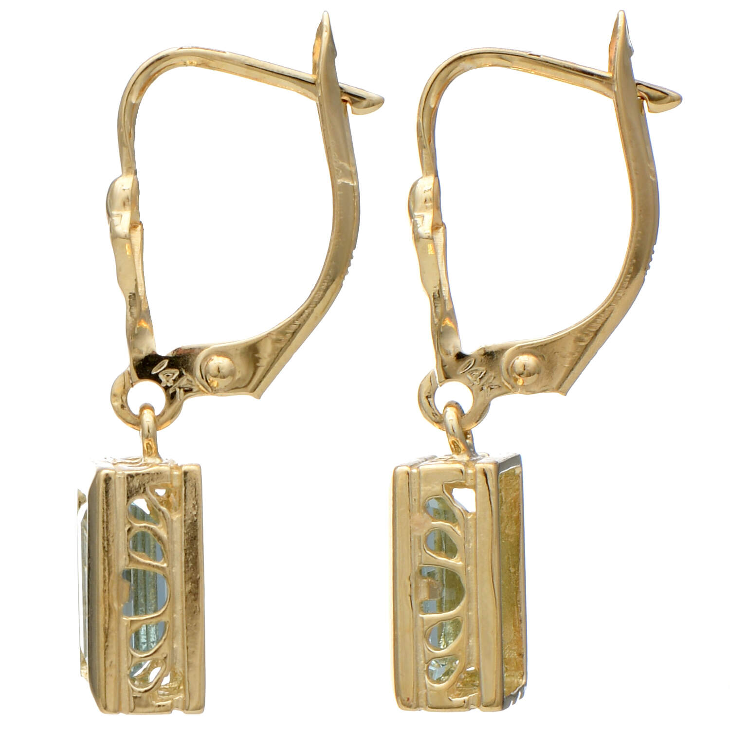 14KY Aquamarine(2.28) Drop Earrings-2