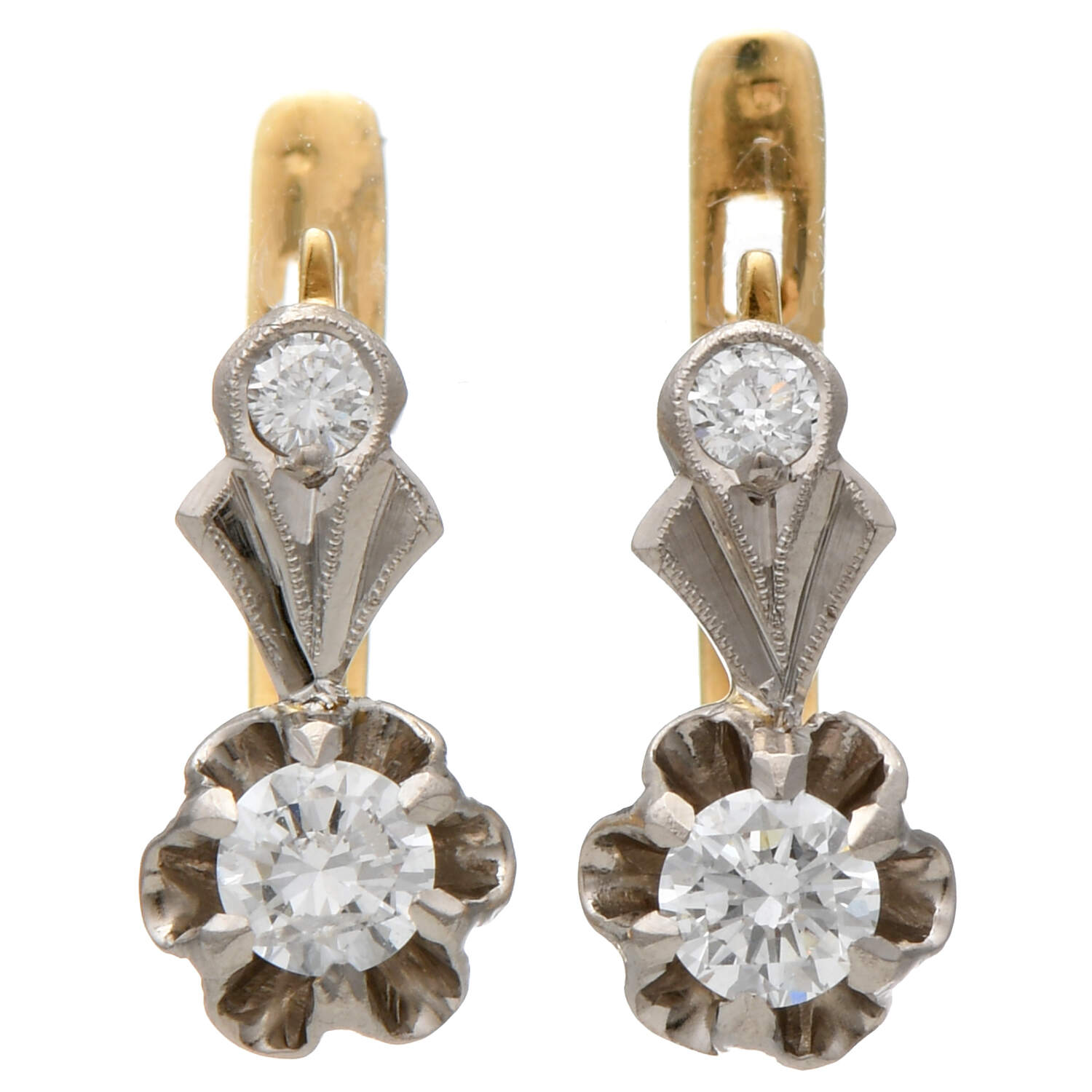 18KYW Art Deco Diamond(0.50) Earrings-1