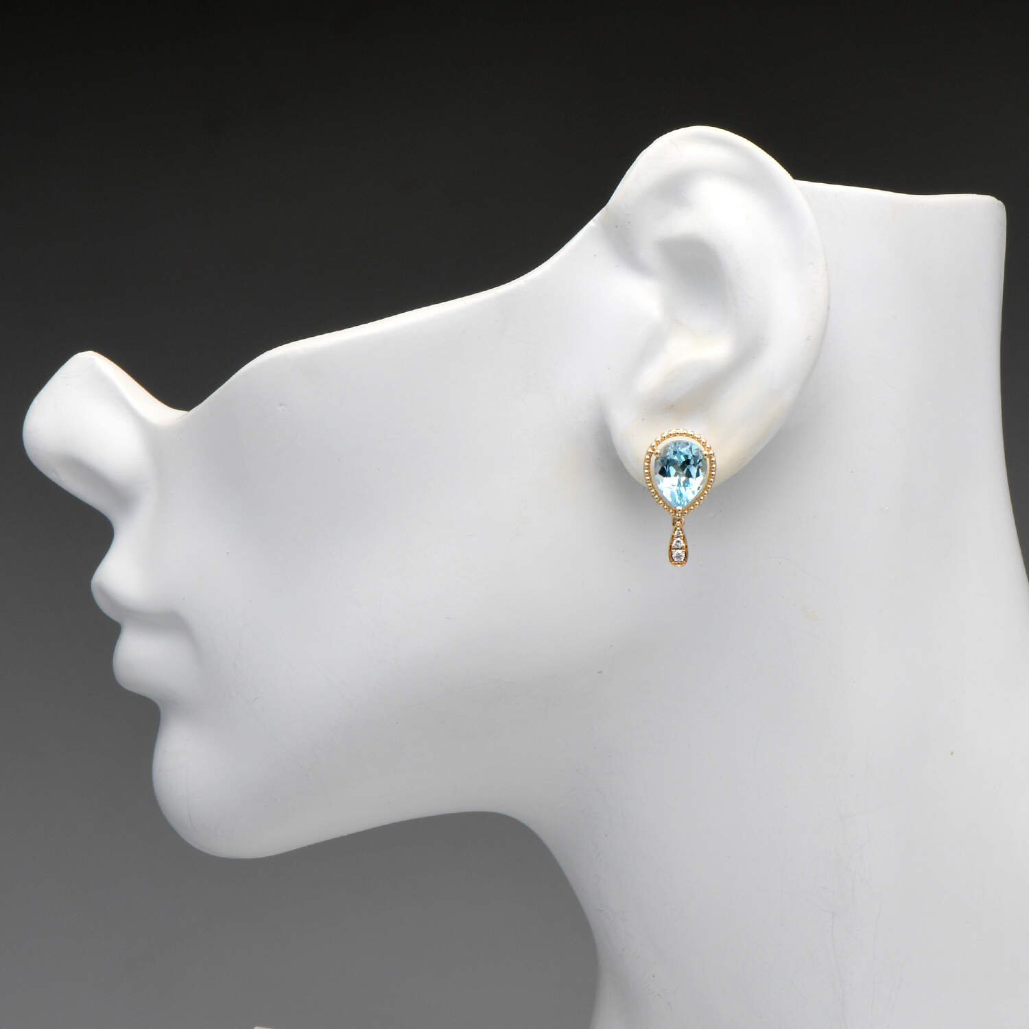 14KY Topaz(5.40) & Diamond(0.08) Droplet Earrings-3