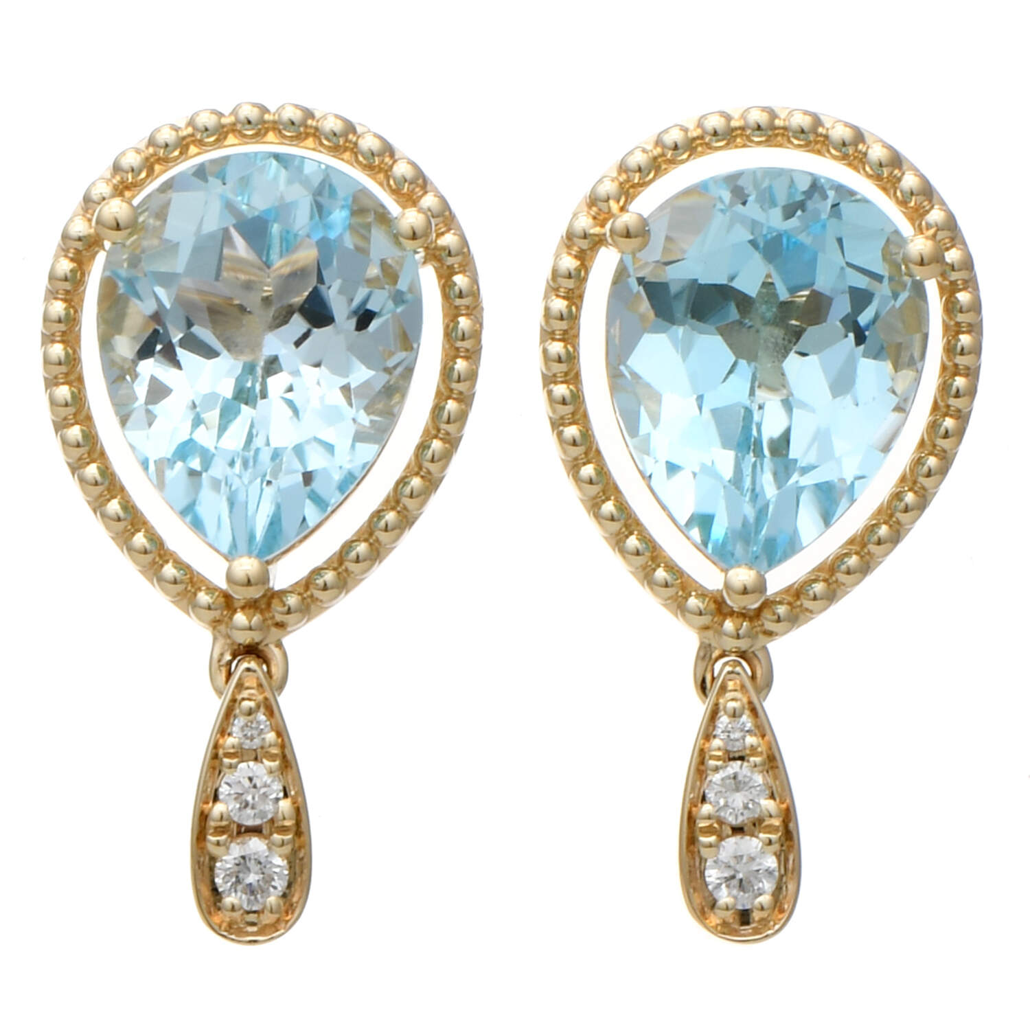 14KY Topaz(5.40) & Diamond(0.08) Droplet Earrings-1