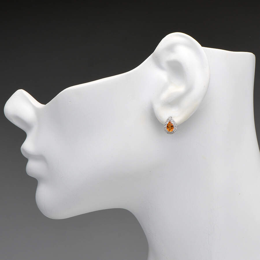14KW Citrine(0.66) & Diamond(0.13) Halo Stud Earrings-3