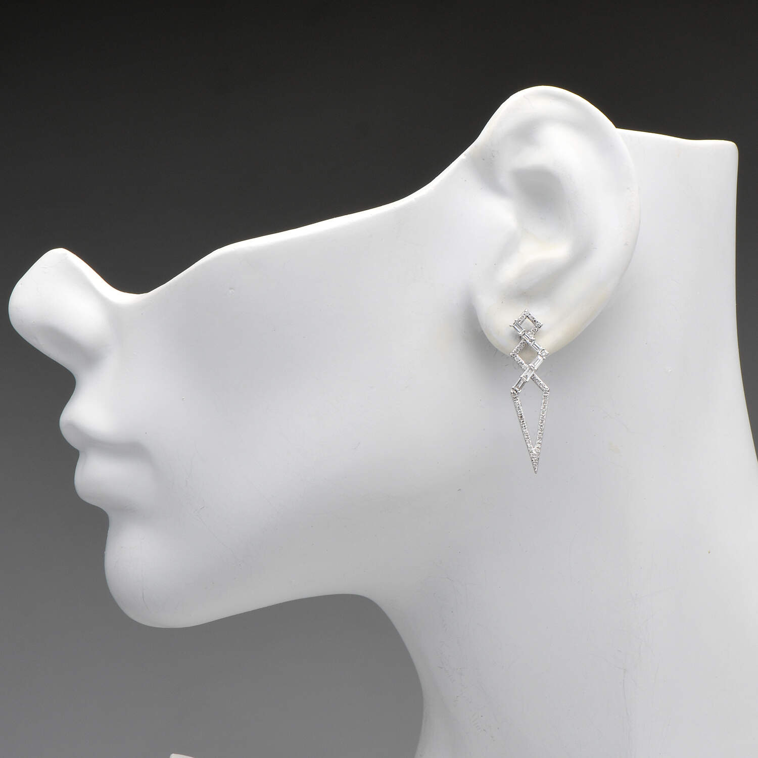 14KW Geometric Pave Diamond(0.75) Drop  Earrings-3