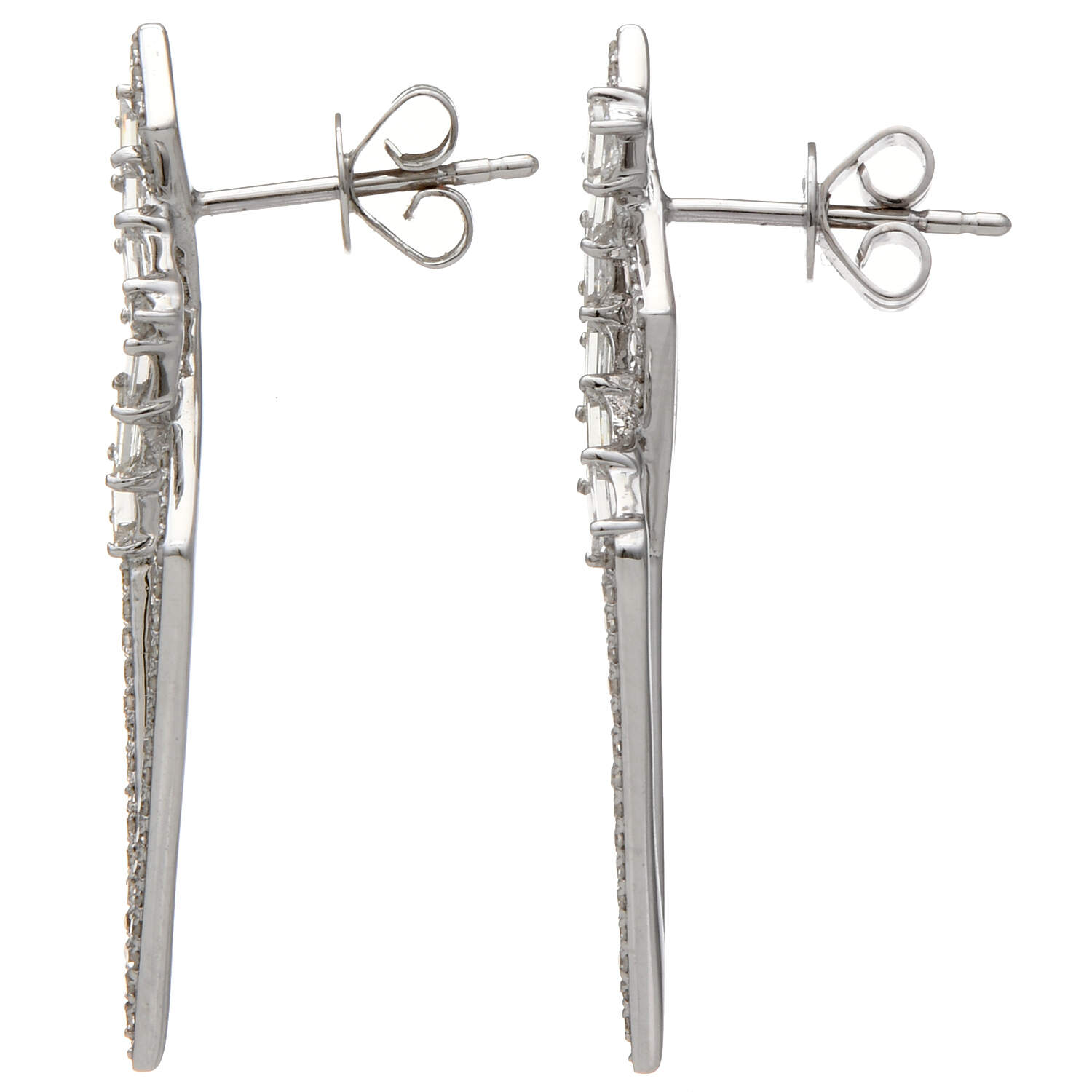 14KW Geometric Pave Diamond(0.75) Drop  Earrings-2