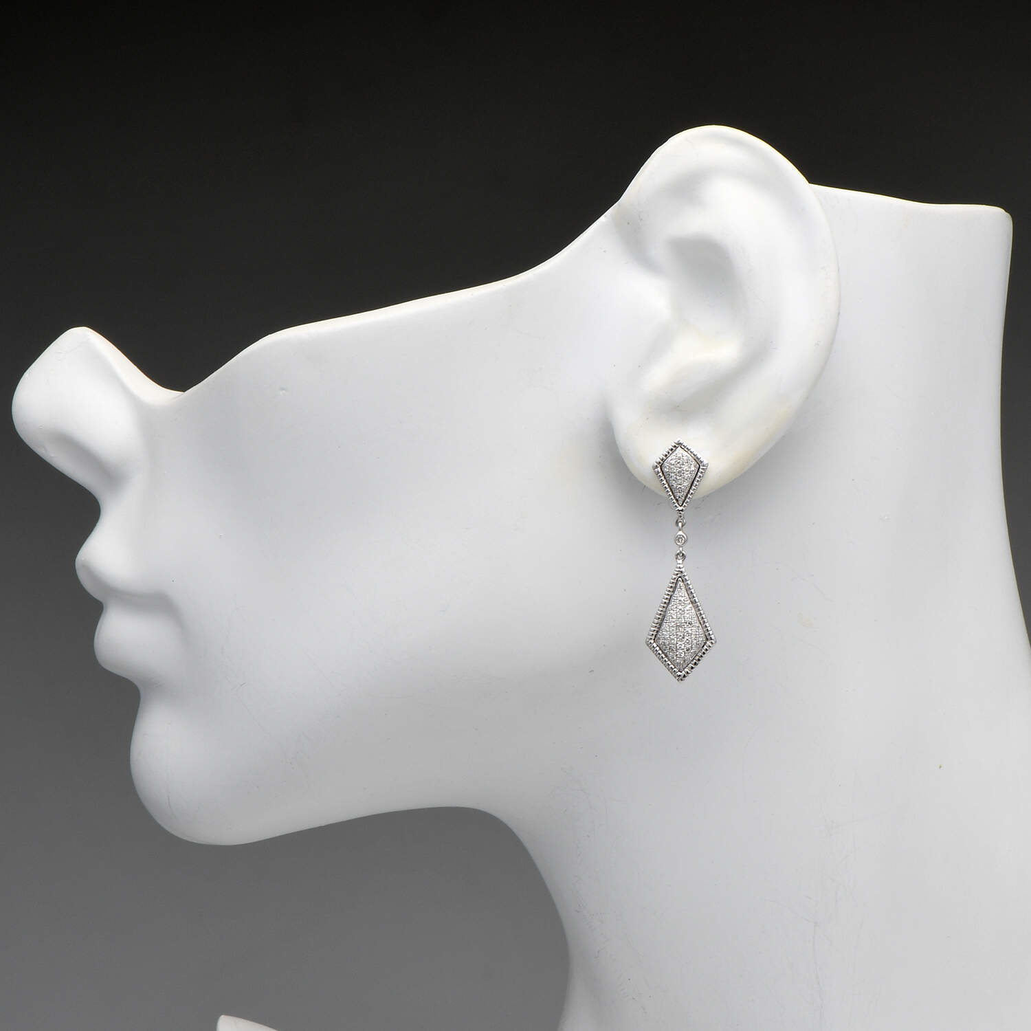 14KW Pave Diamond(0.50) Dangle Earrings-3