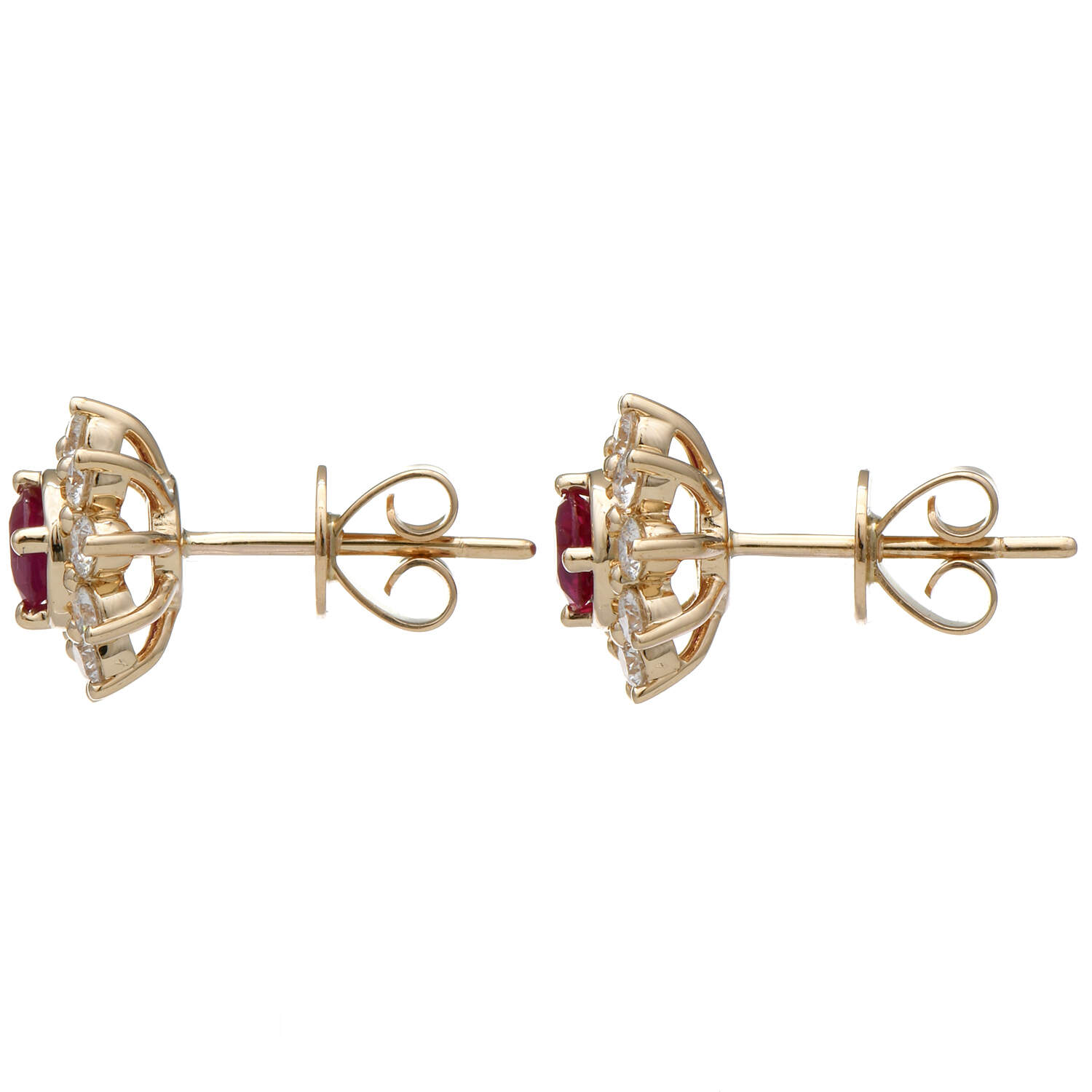 14KY Ruby(0.56) & Diamond(0.40) Halo Stud Earrings-2