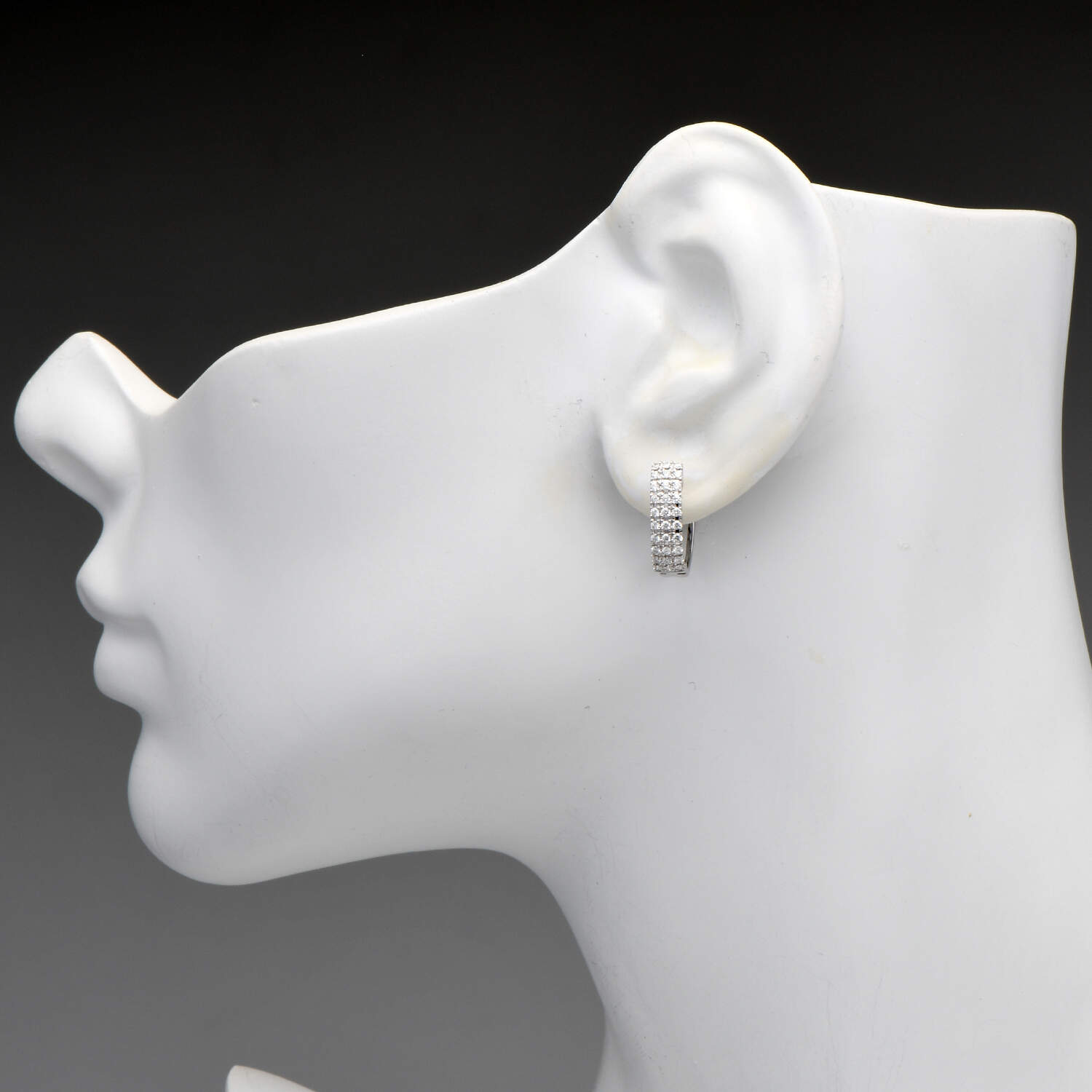 14KW Diamond(0.55) Triple Row Hoop Earrings-3