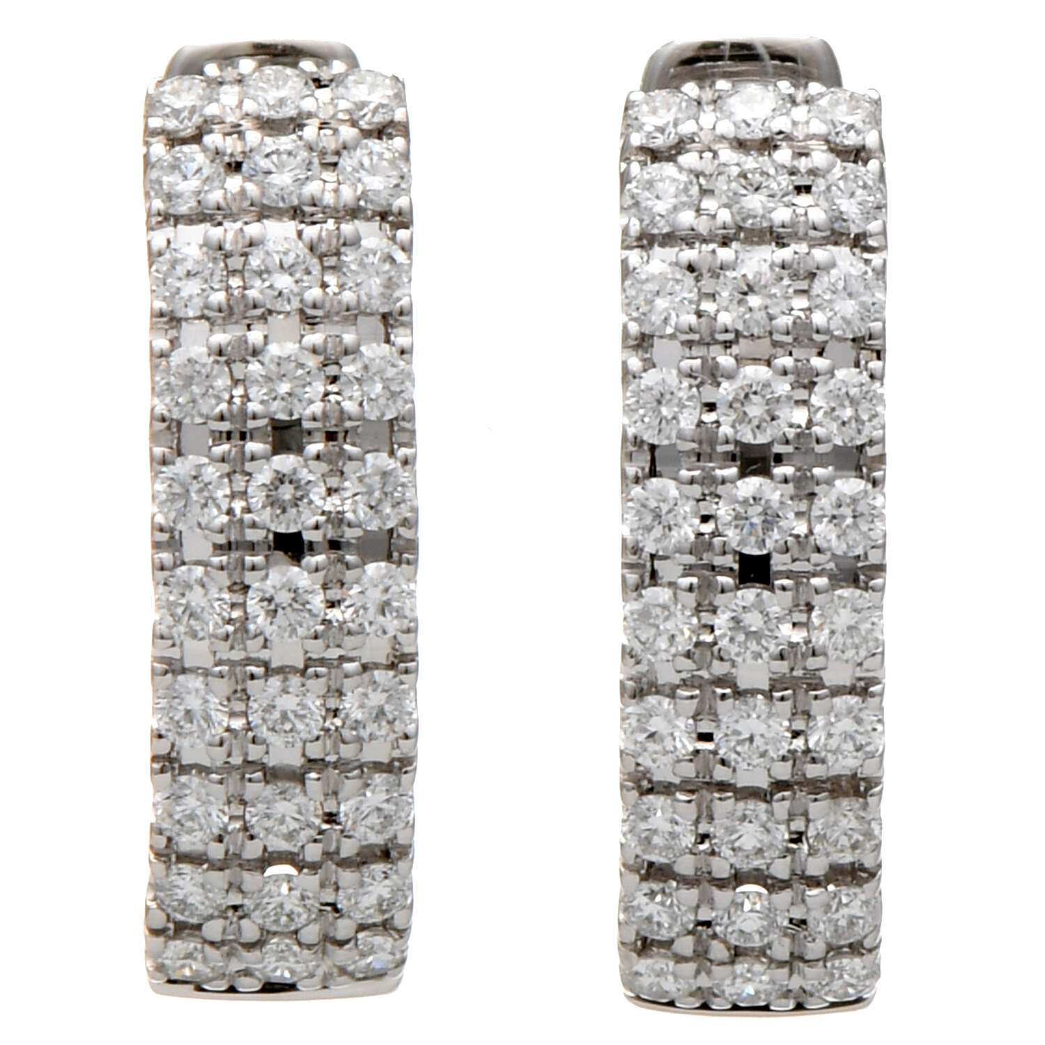 14KW Diamond(0.55) Triple Row Hoop Earrings-1