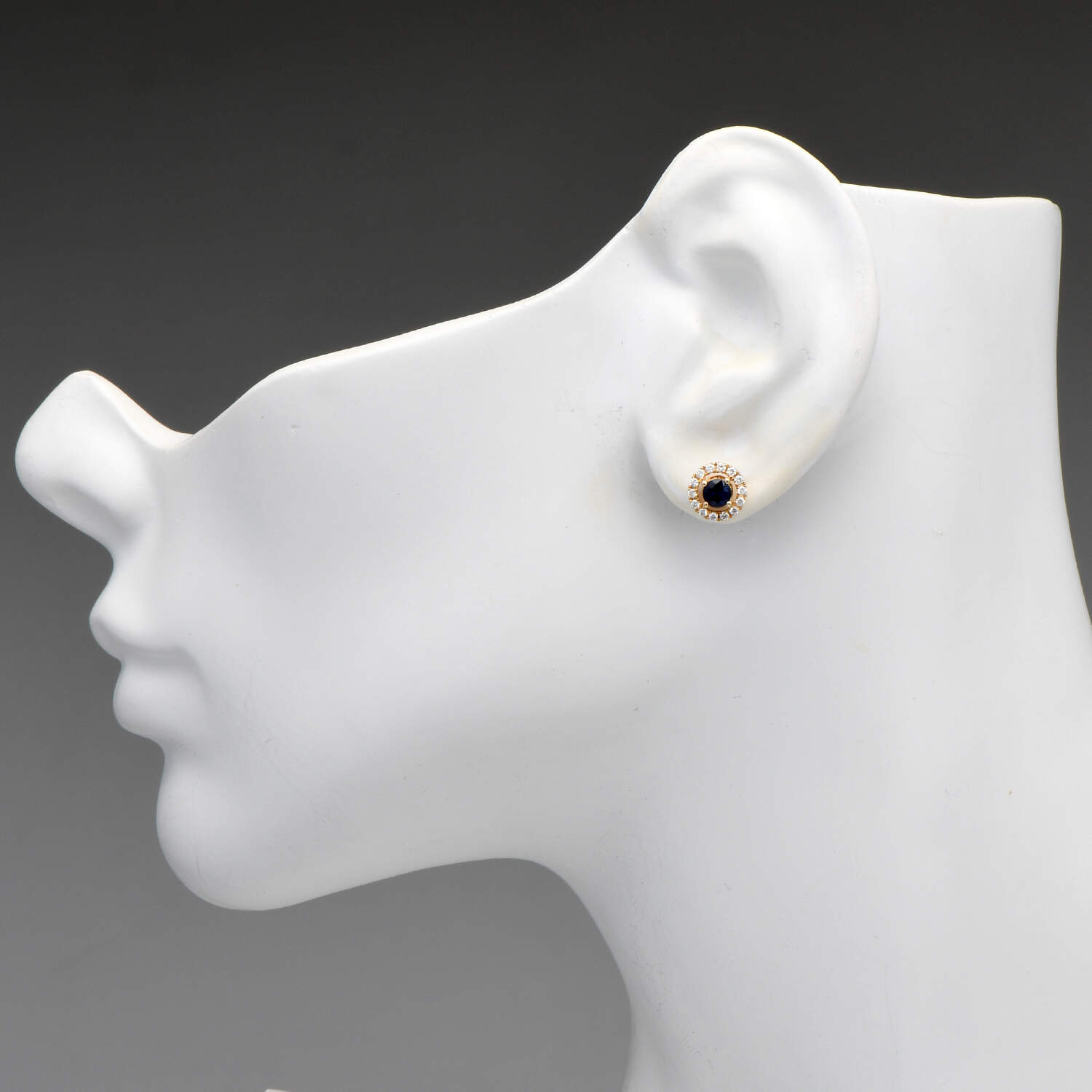 14KY Sapphire(0.66) & Diamond(0.28) Stud Earrings-3