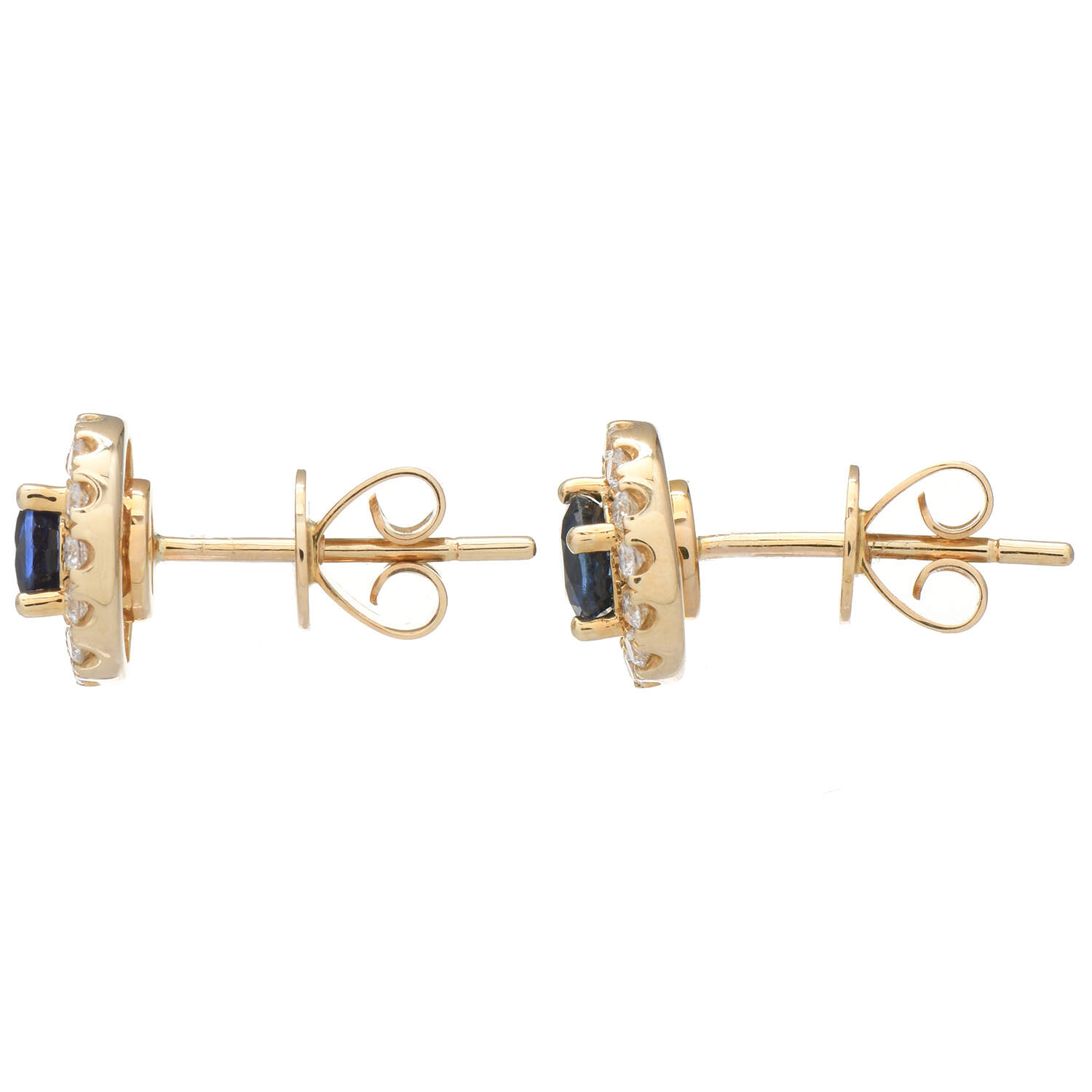 14KY Sapphire(0.66) & Diamond(0.28) Stud Earrings-2