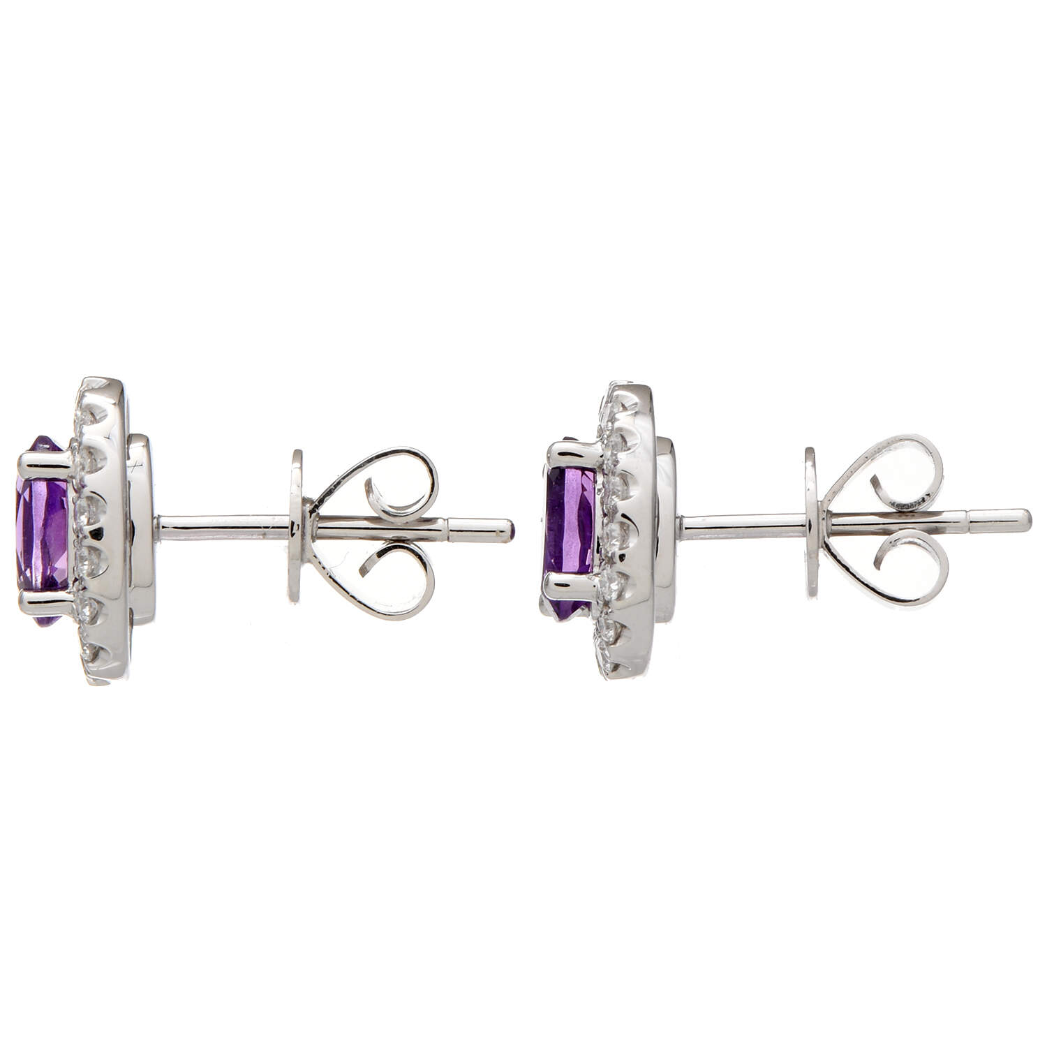 14KW Amethyst(0.86) & Diamond(0.24) Stud Earrings-2