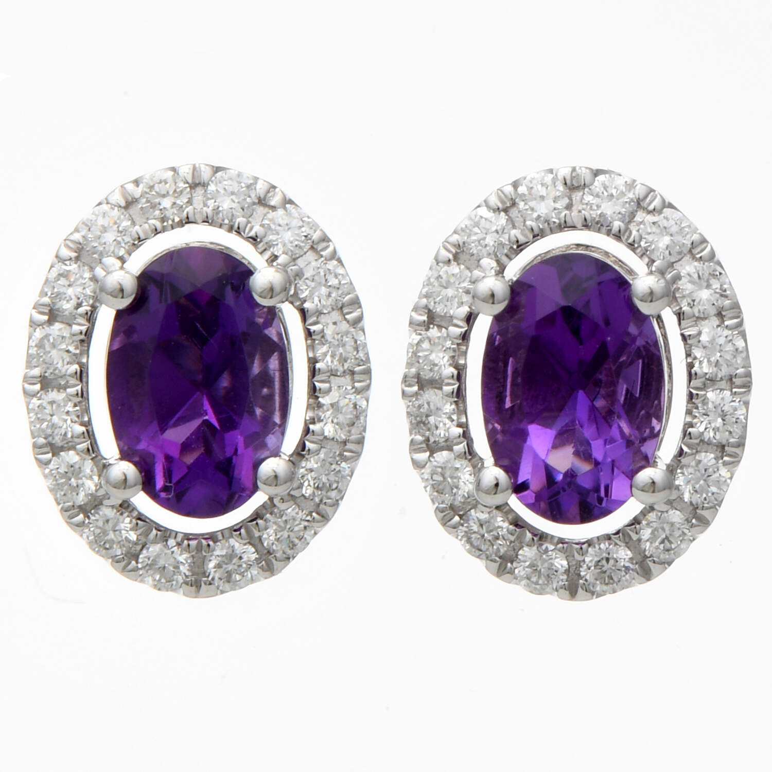 14KW Amethyst(0.86) & Diamond(0.24) Stud Earrings-1