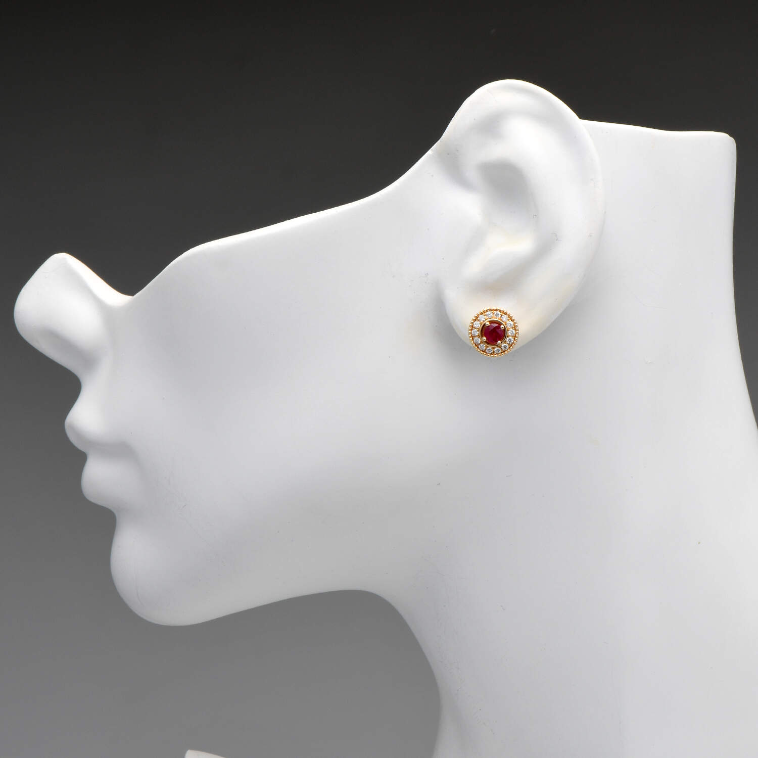 14KY Ruby(0.52) & Diamond(0.28) Stud Earrings-3