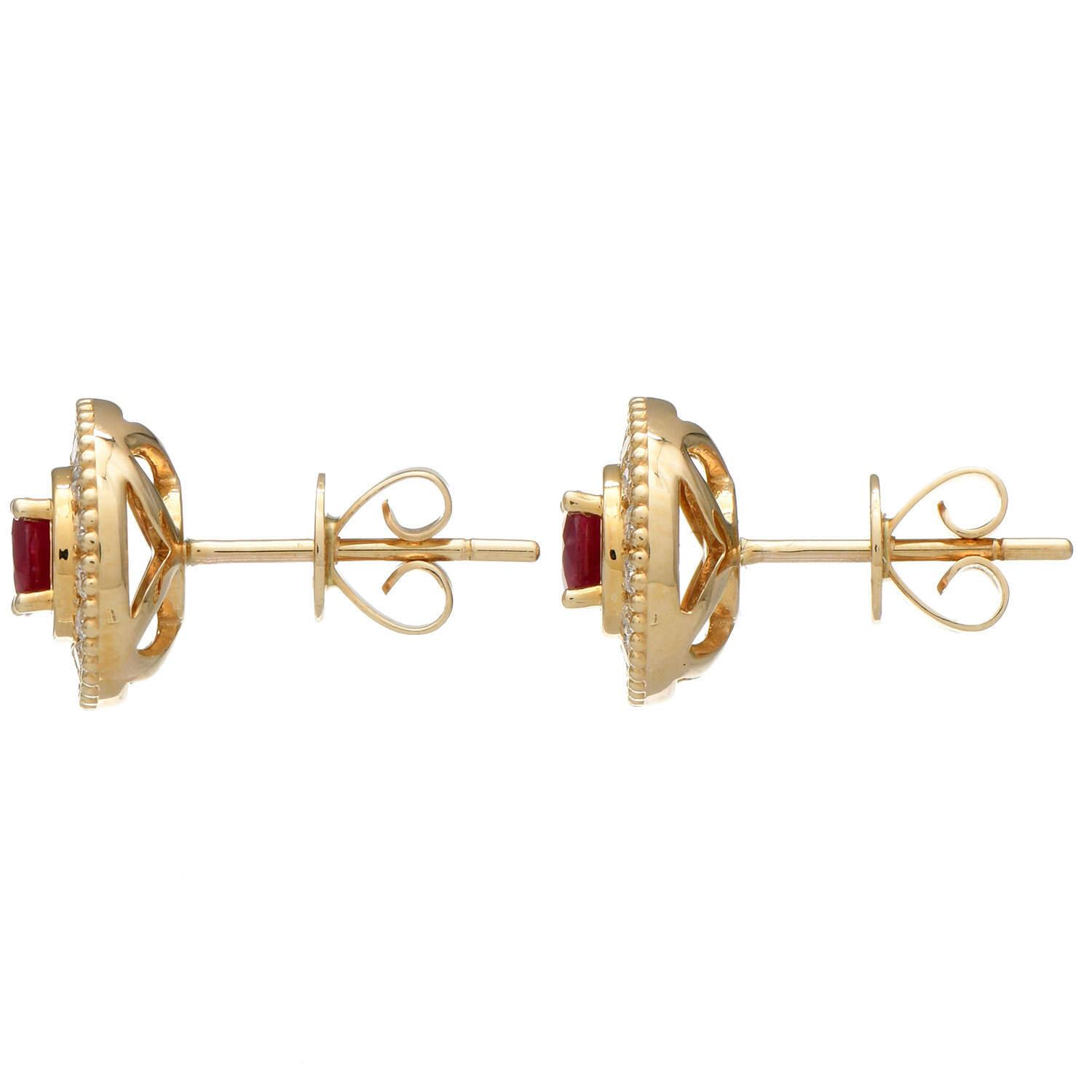 14KY Ruby(0.52) & Diamond(0.28) Stud Earrings-2
