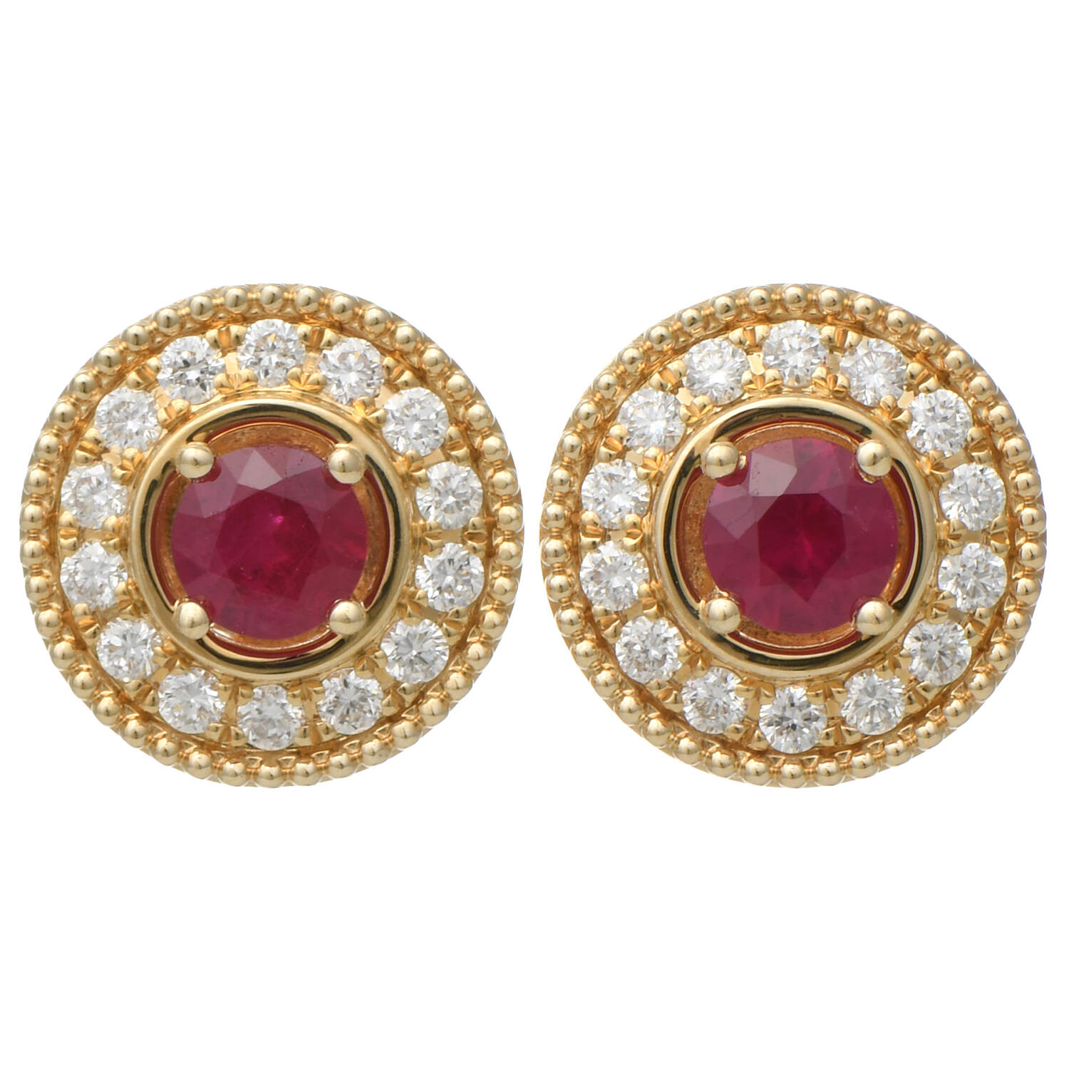 14KY Ruby(0.52) & Diamond(0.28) Stud Earrings-1