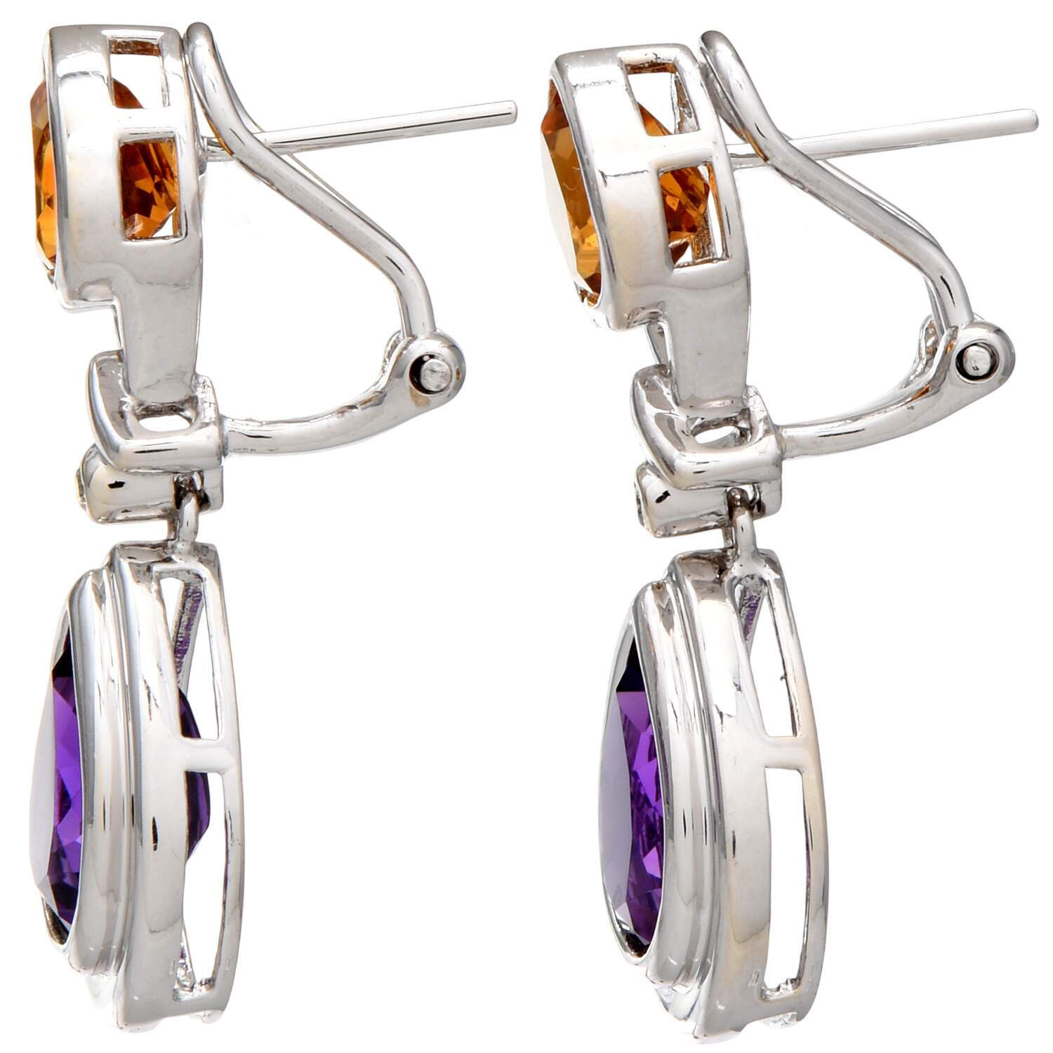 14KW Amethyst(4.42) Citrine(2.32) & Diamond Accent (0.03) Earrings-2