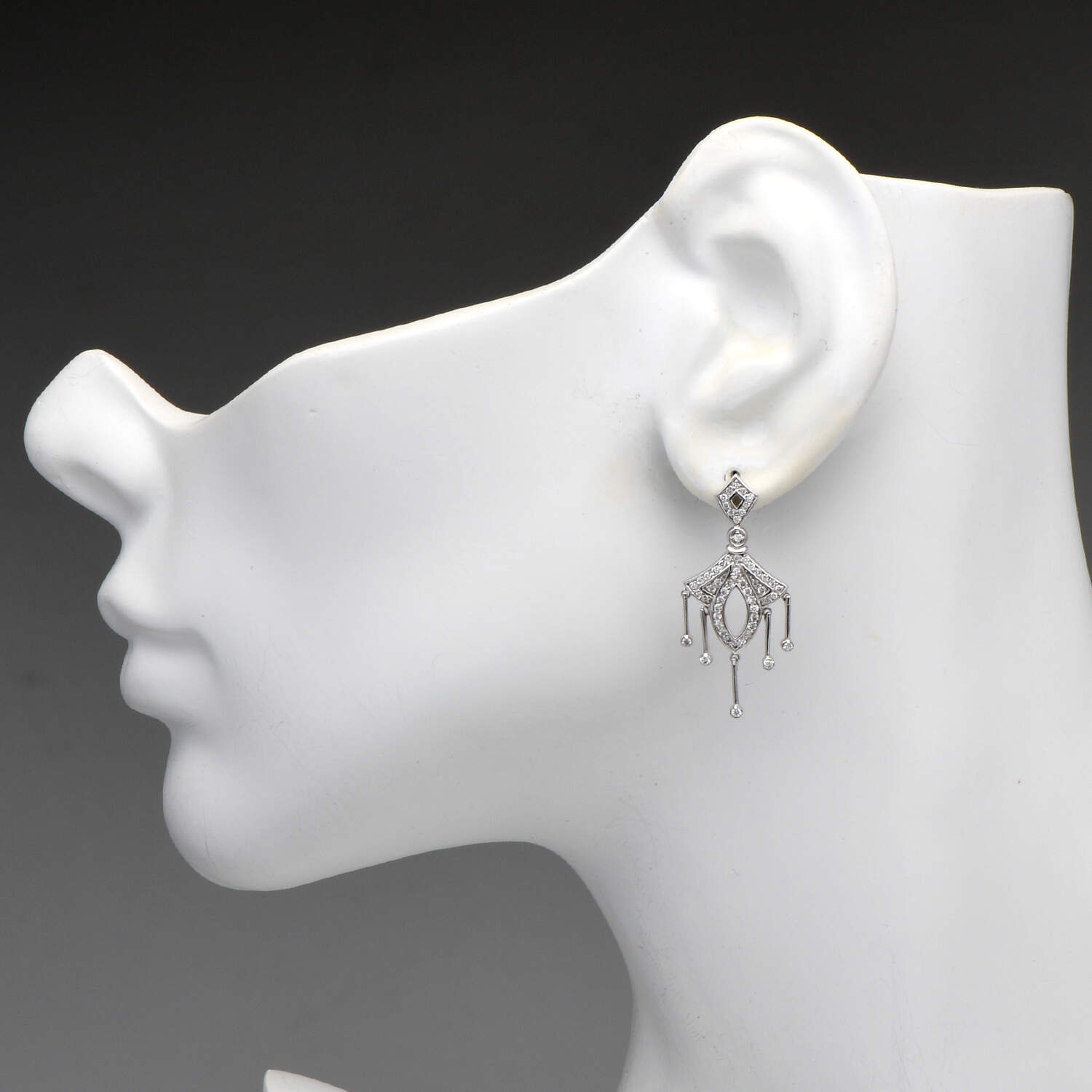 14KW Diamond(1.10) Chandelier Dangle Earrings-3