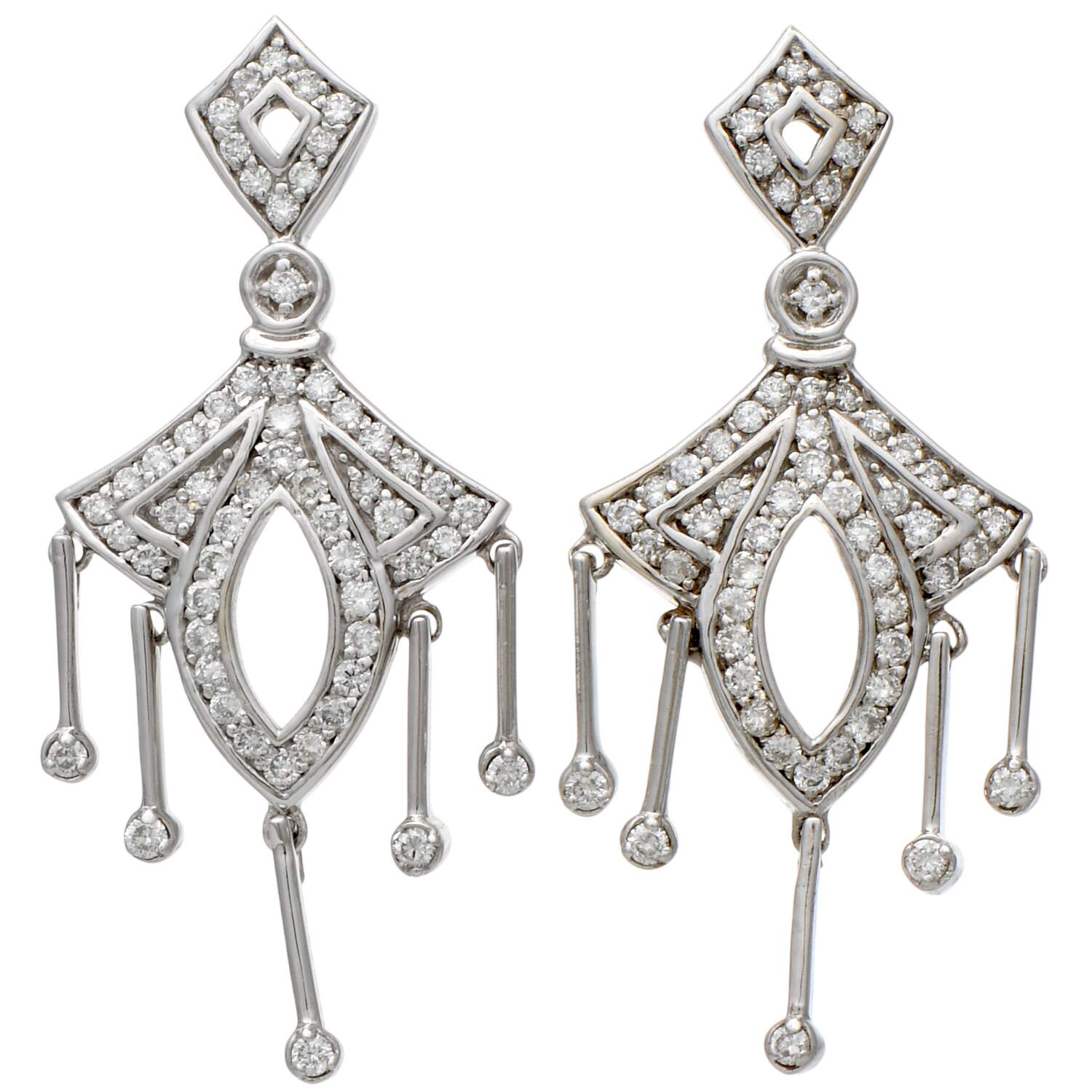 14KW Diamond(1.10) Chandelier Dangle Earrings-1