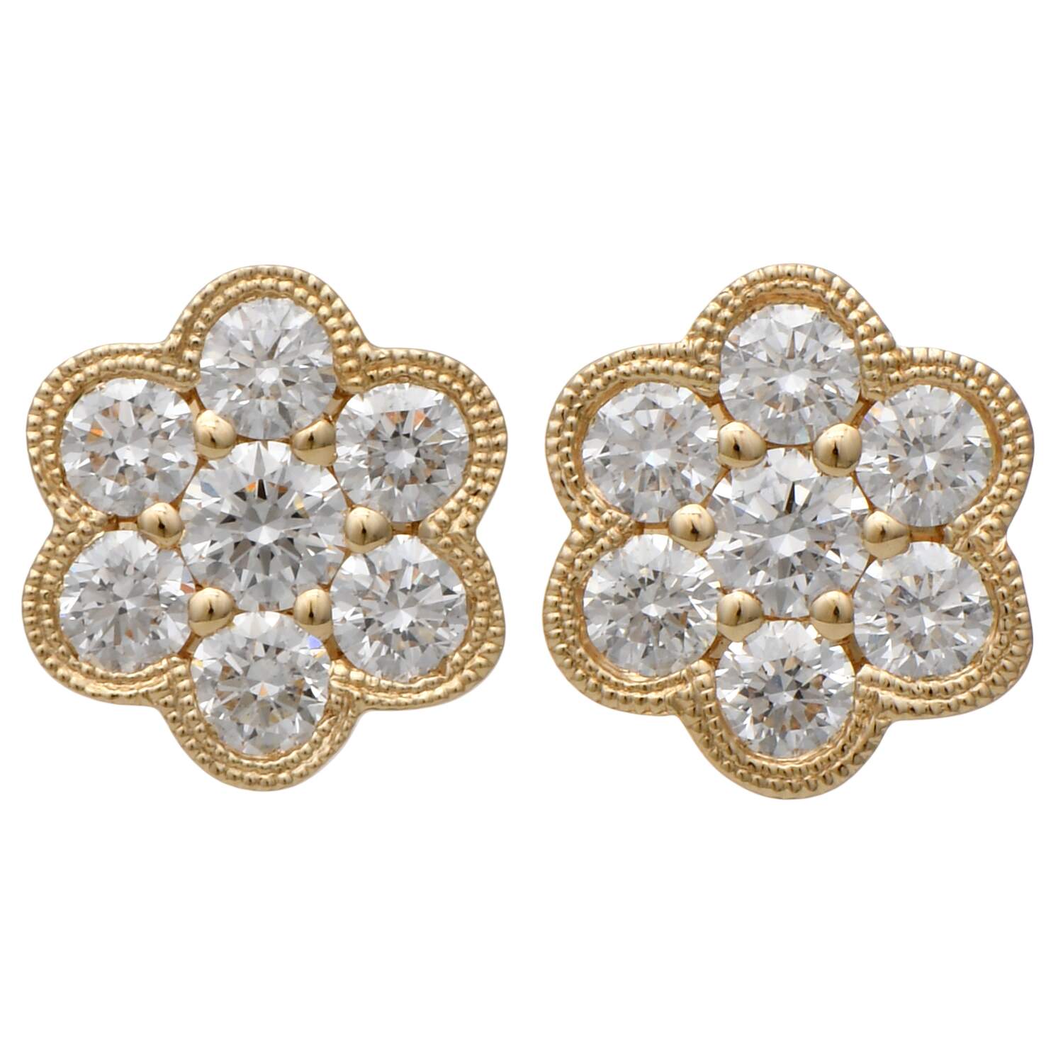 14KY Diamond(0.76) Flower Stud Earrings-1