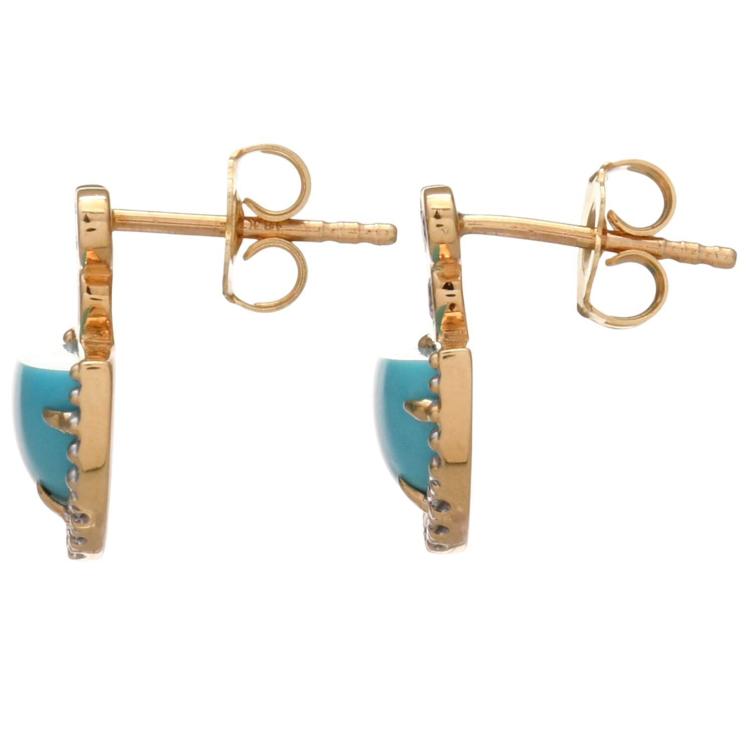 18KY Turquoise(3.02) & Diamond(0.36) Half Moon Earrings-2